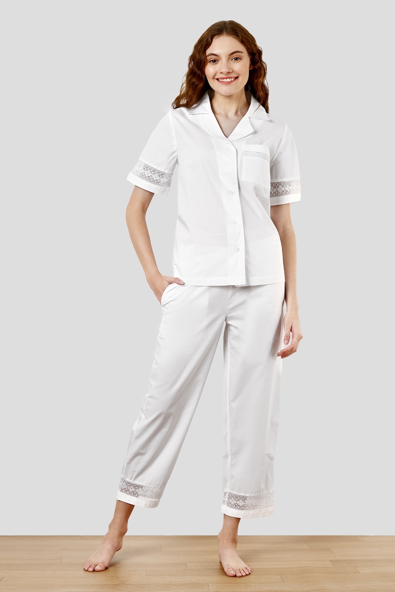 SHAEWE Luxury White Cotton Women Co-Ords 5120 LETO - Classic Nightwear