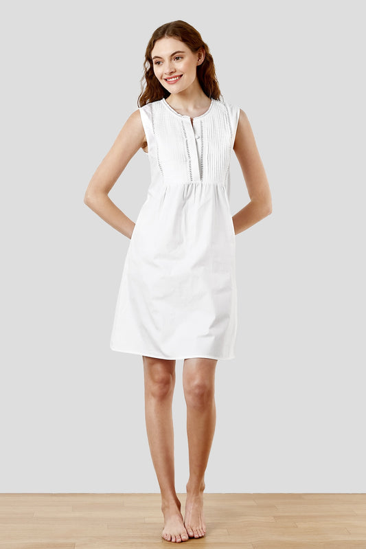 SHAEWE White Sleeveless Nightgown 5080 GAIA - White Night Dresses