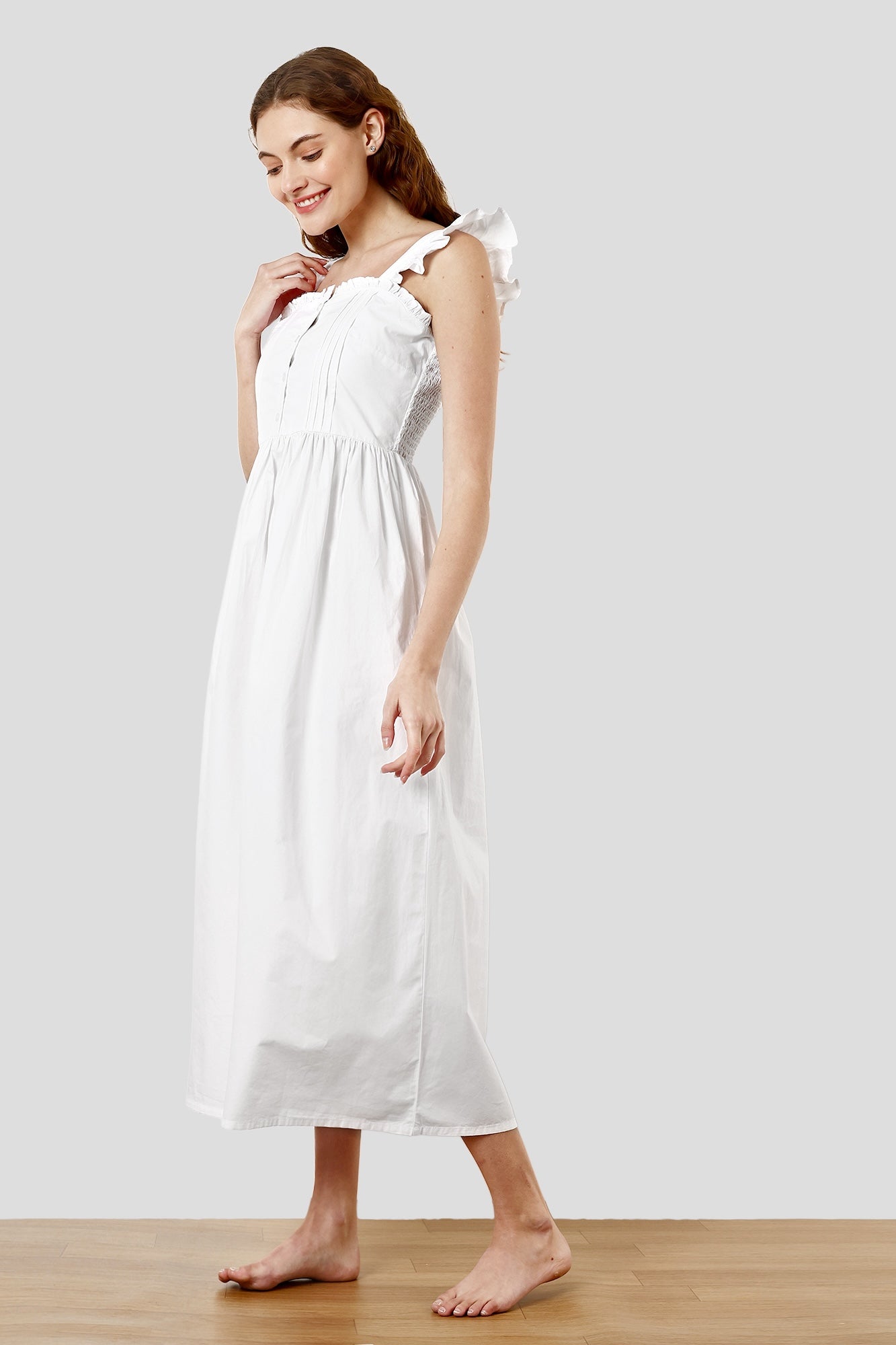 SHAEWE White Cotton Women Nightgown - HARMONIA