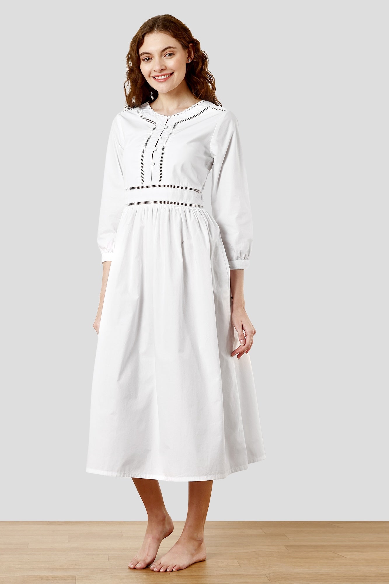 SHAEWE White Victorian Nightgown NYX - White Classic Night Dresses by SHÄËWÉ