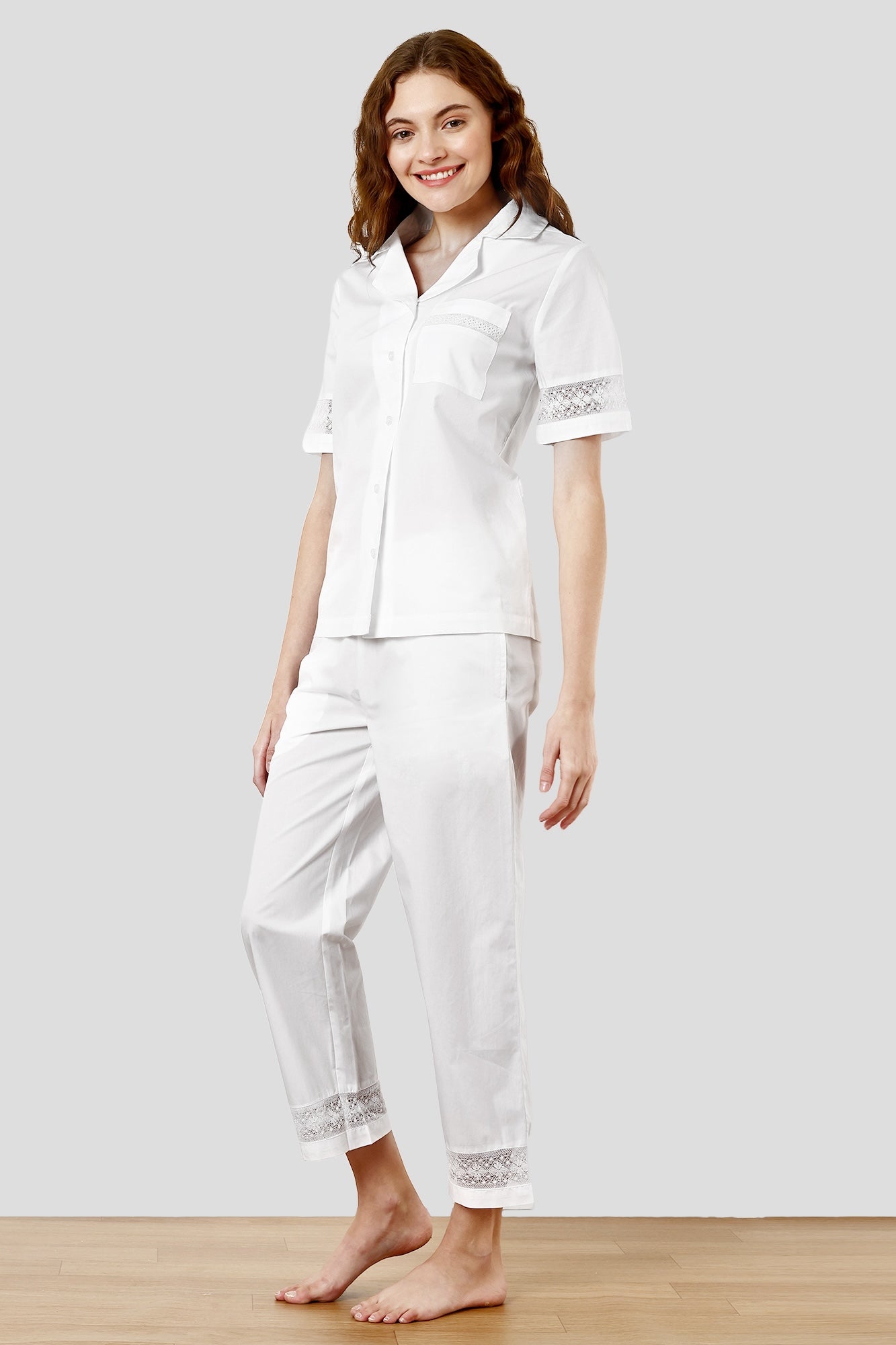 SHAEWE Luxury White Cotton Women Co-Ords 5120 LETO - Classic Nightwear