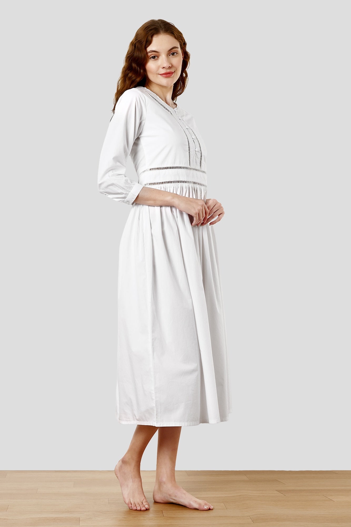 SHAEWE White Victorian Nightgown NYX - White Classic Night Dresses by SHÄËWÉ