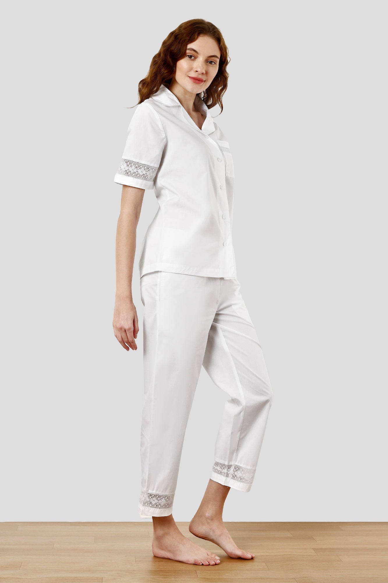 SHAEWE Luxury White Cotton Women Co-Ords 5120 LETO - Classic Nightwear