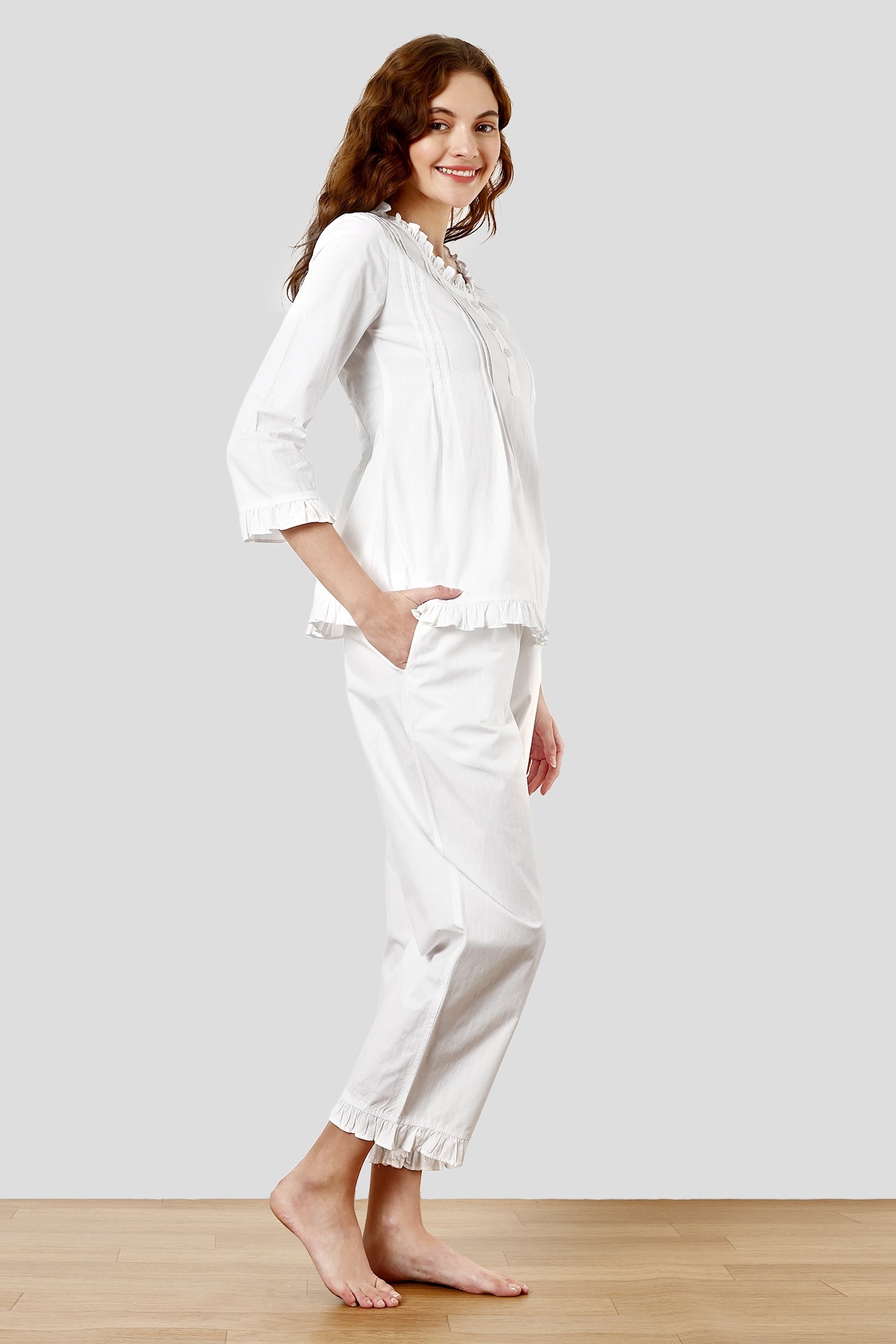 SHAEWE White Cotton Women Co-Ords Set 5170 RHEA - European Classic Nightwear