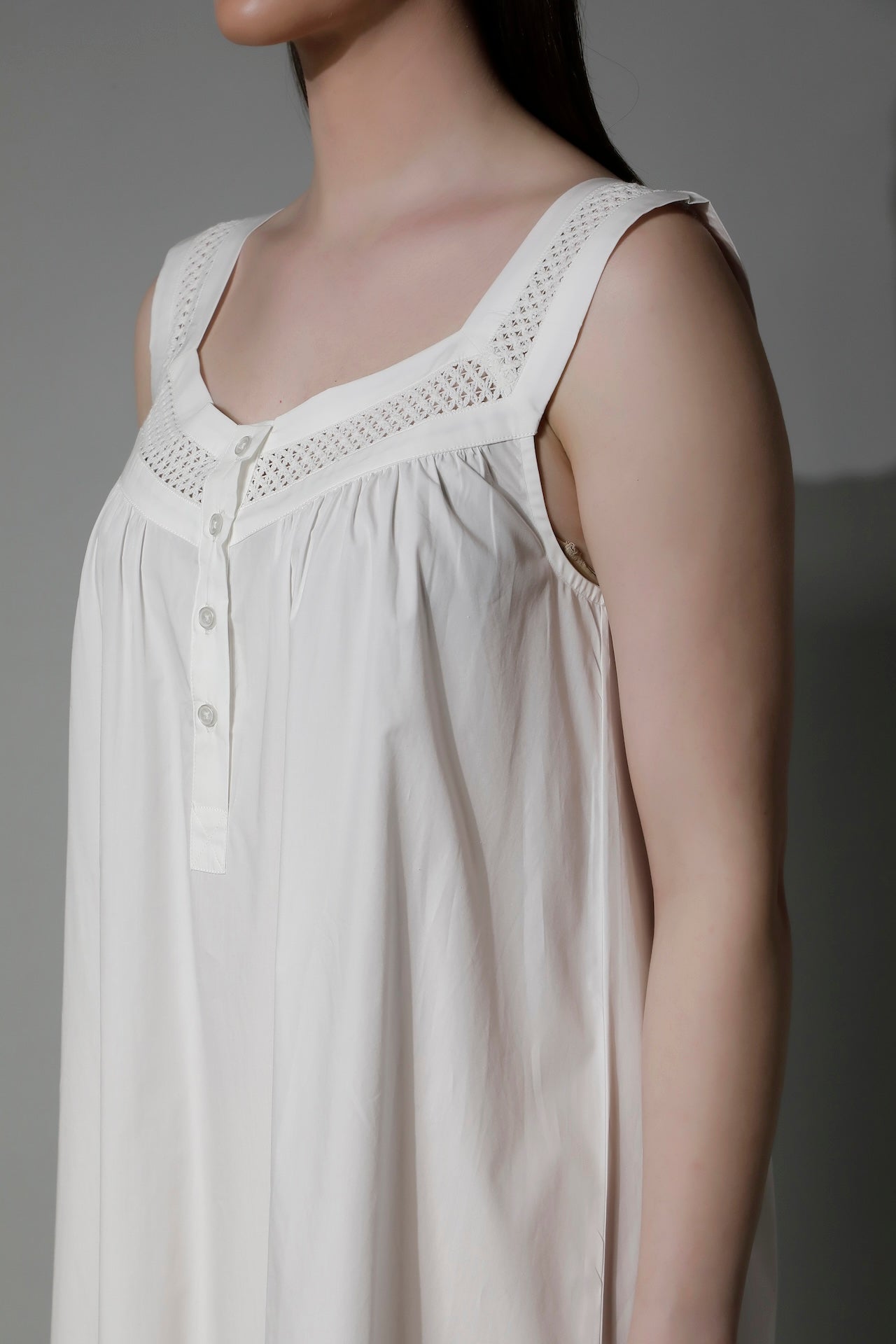 White Sleeveless Women Nightgown SELENE - White Night Dresses