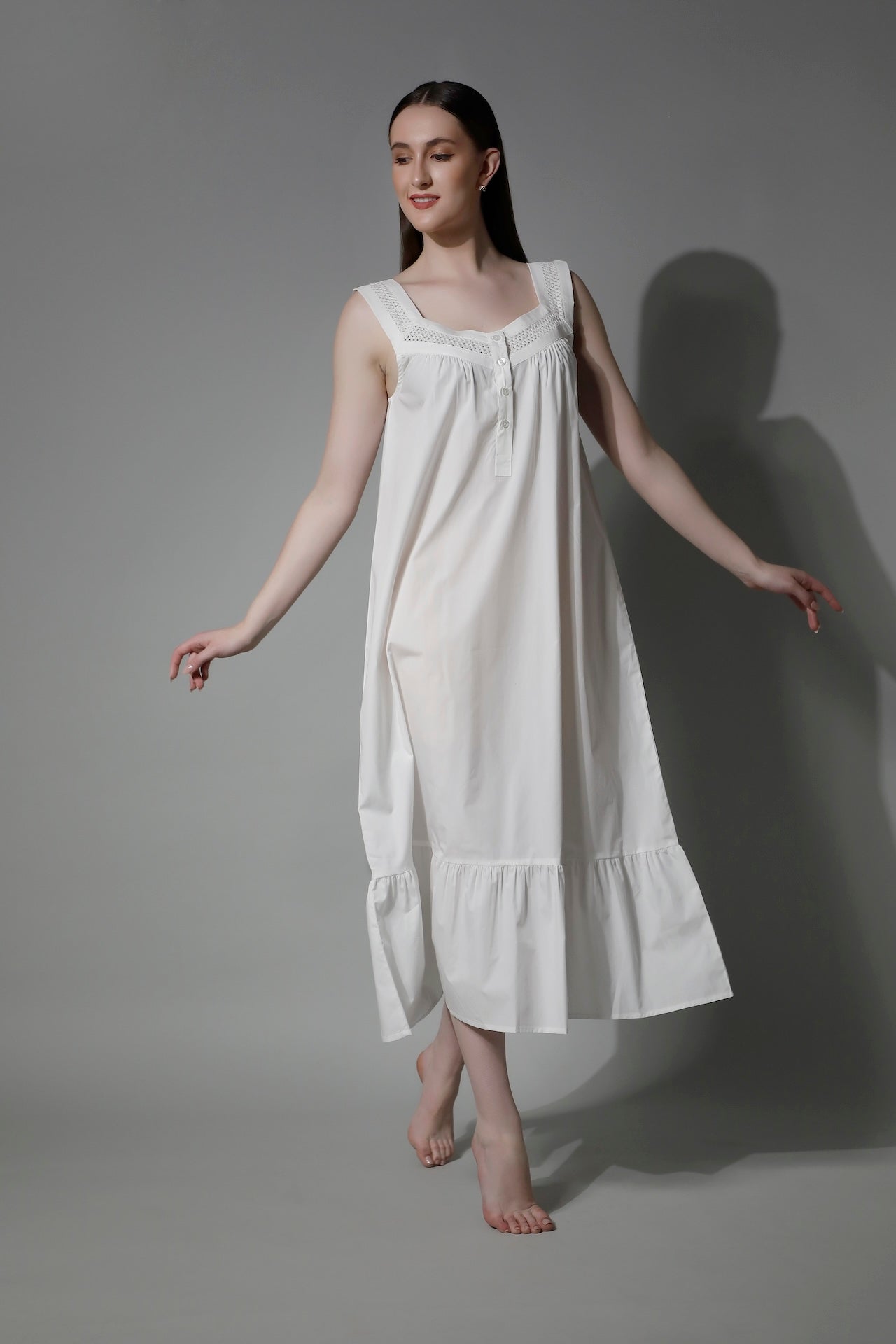White Sleeveless Women Nightgown SELENE - White Night Dresses