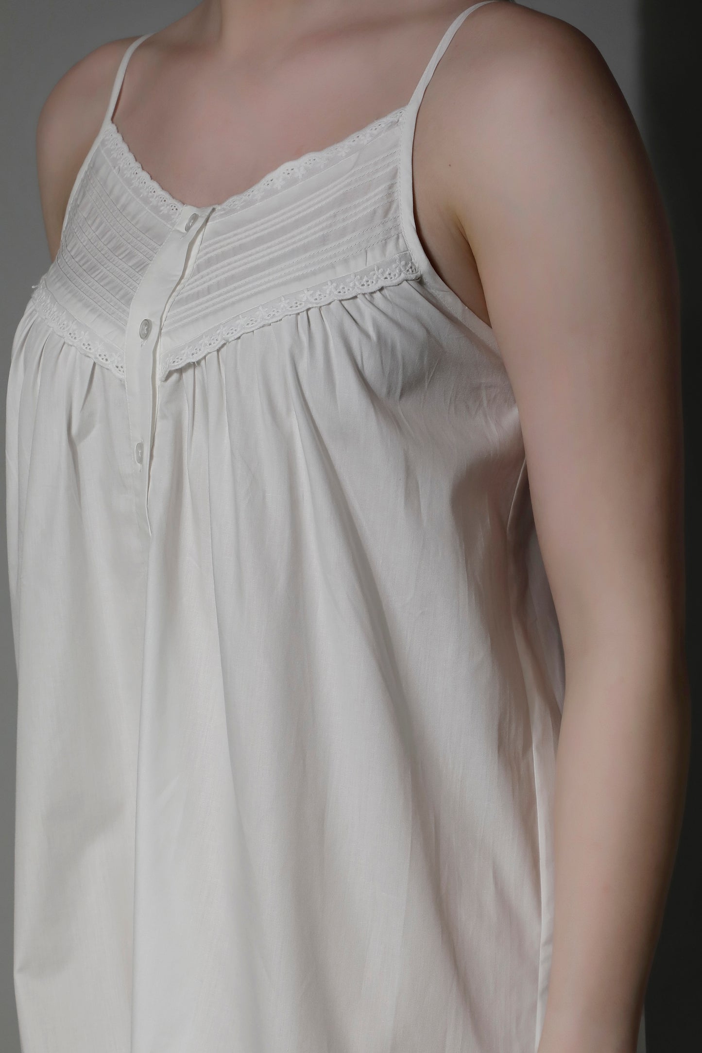 Women White Spaghetti Night Dress EOS - SHAEWE Pure Cotton