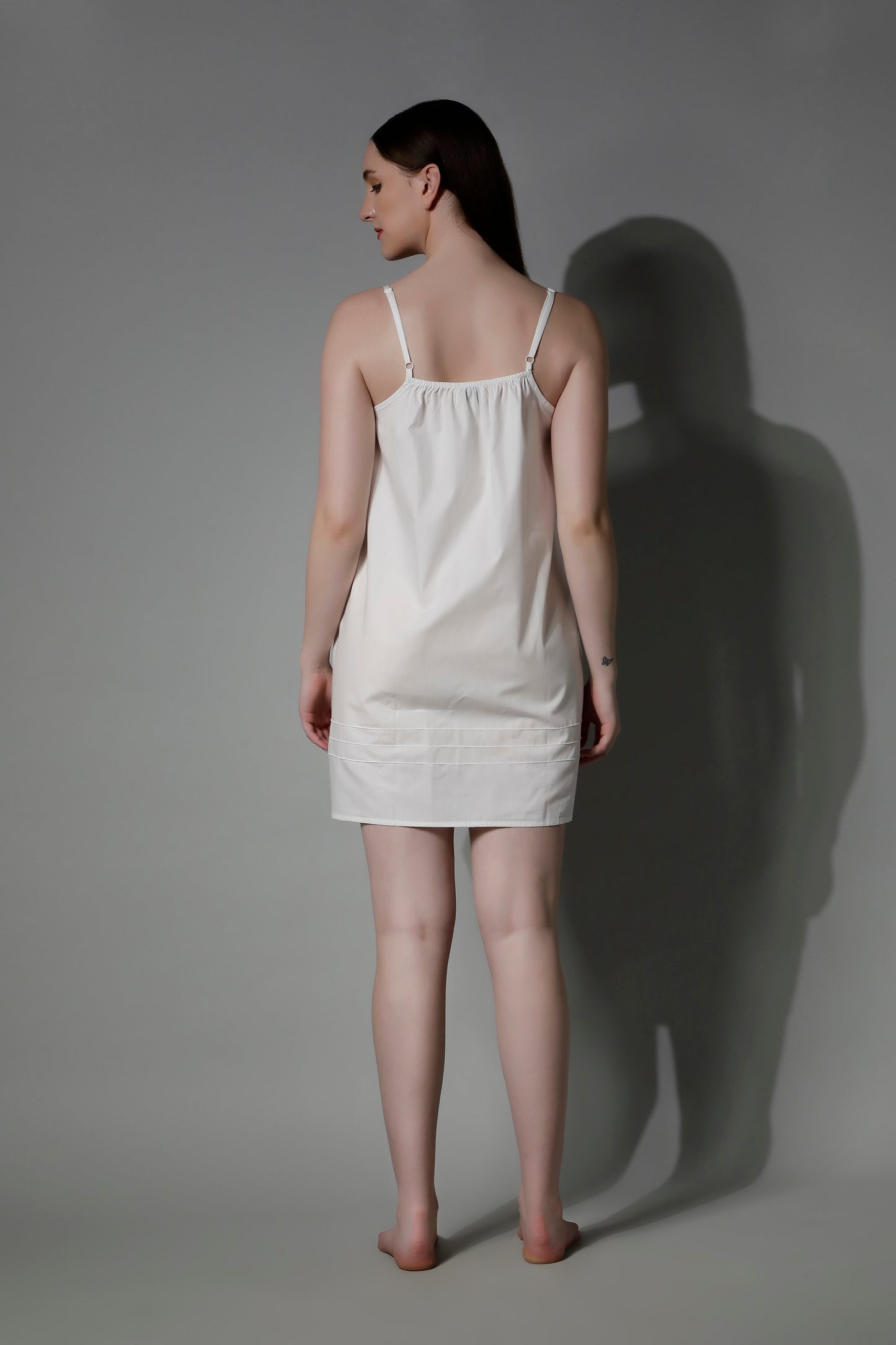 Women White Spaghetti Night Dress EOS - SHAEWE Pure Cotton