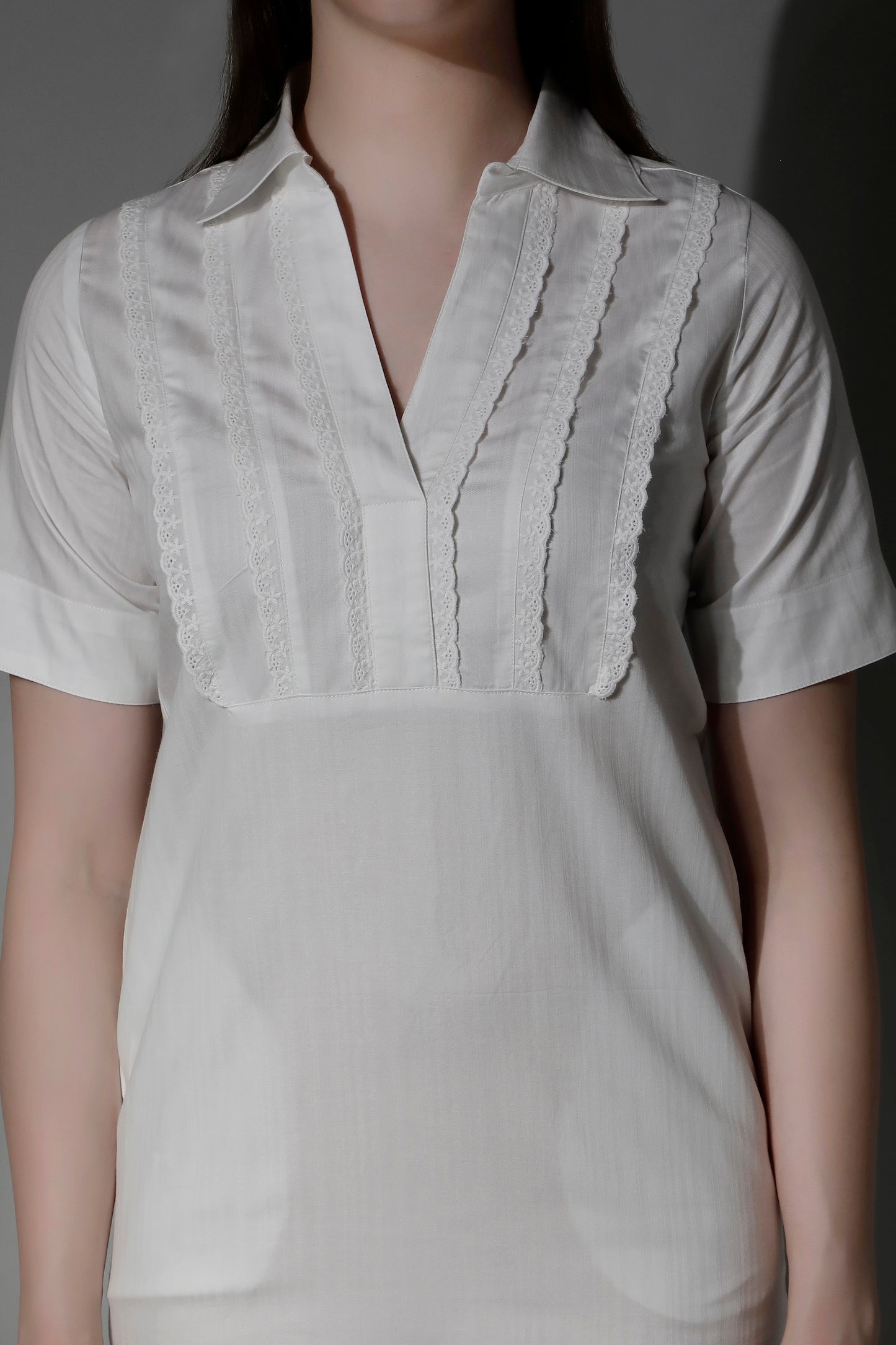 Classic White Cotton Women Midi Dress 5565 POLYMNIA - Comfort by SHÄËWÉ
