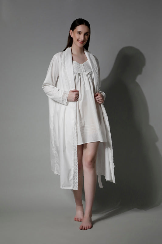 SHAEWE Women White Bathrobe French Lace 5200 CALLIOPE