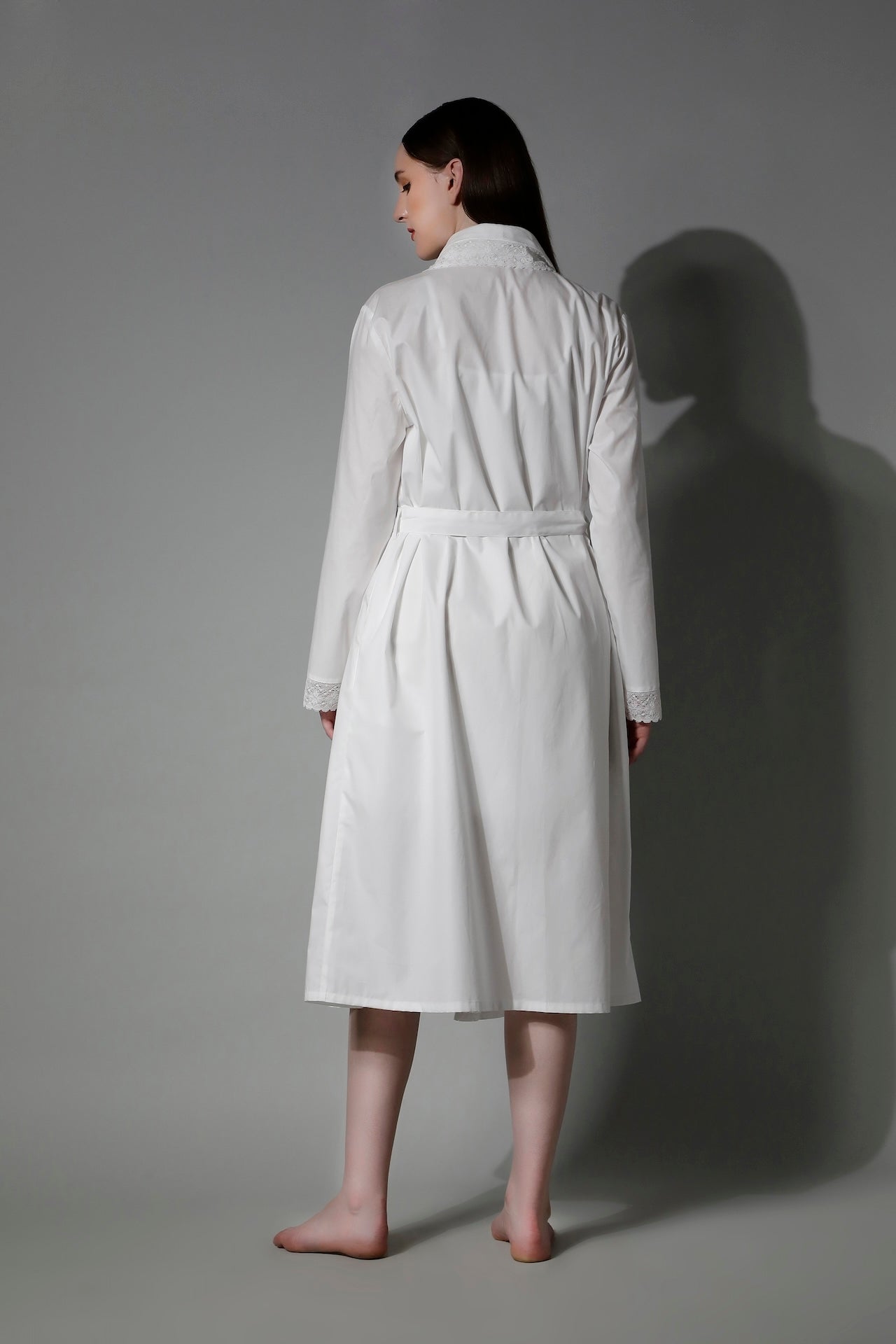 SHAEWE Women White Bathrobe French Lace 5200 CALLIOPE