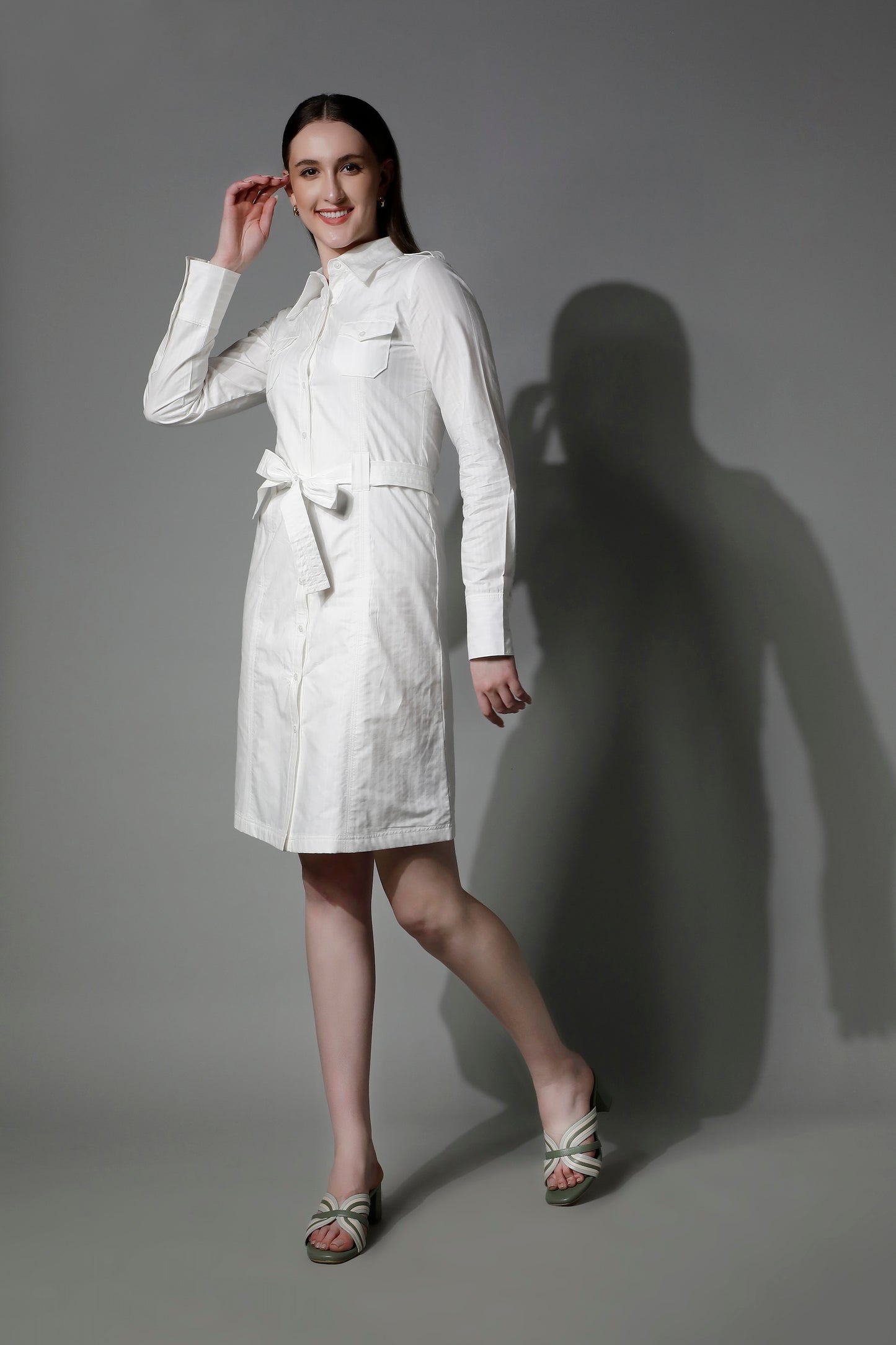 Textured Striped Knee Length Women Dress - 5250 AEGLE - by SHAEWE