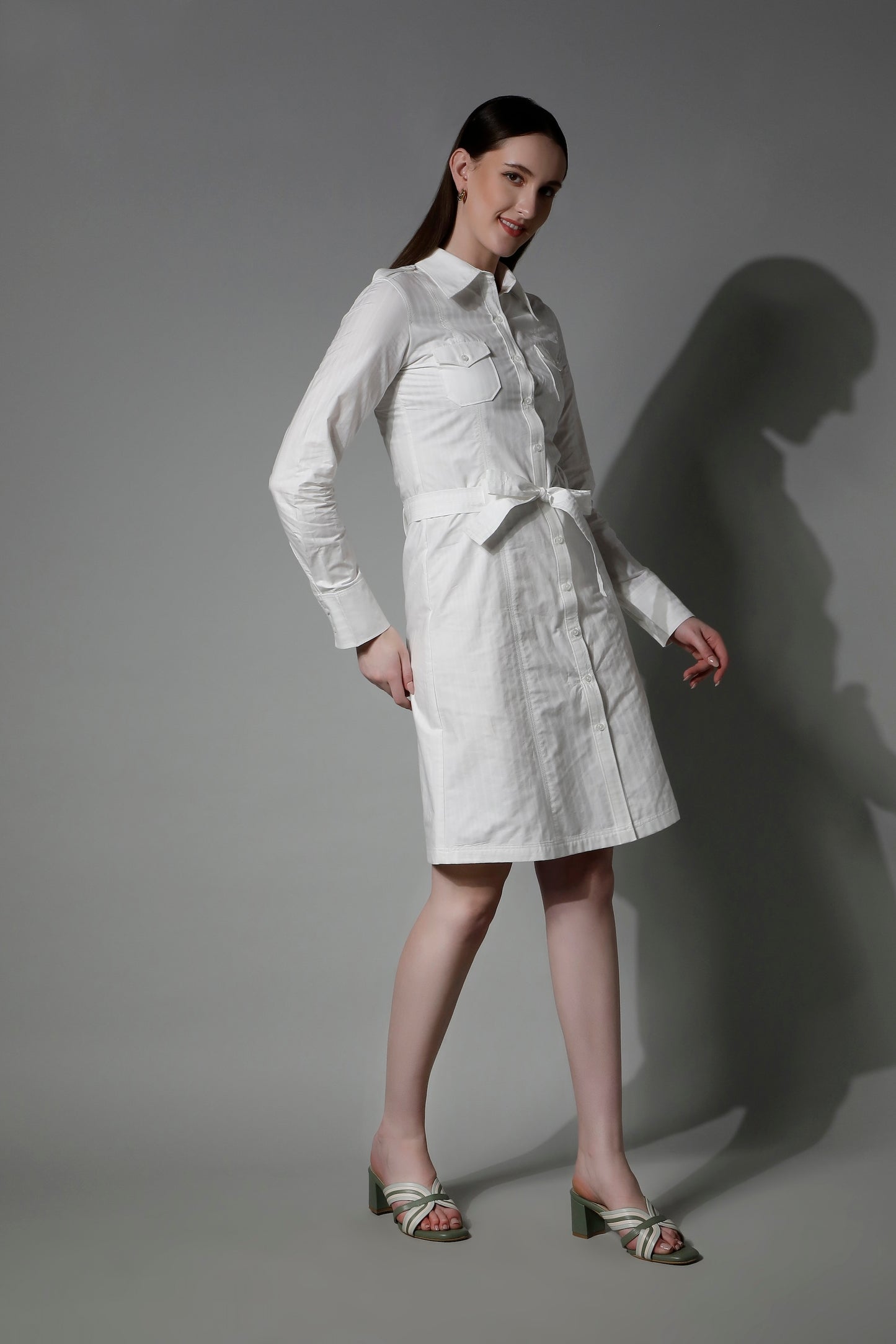 Textured Striped Knee Length Women Dress - 5250 AEGLE - by SHAEWE