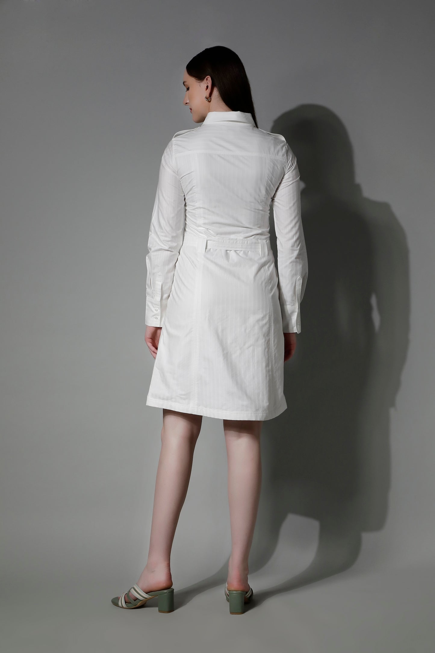 Textured Striped Knee Length Women Dress - 5250 AEGLE - by SHAEWE