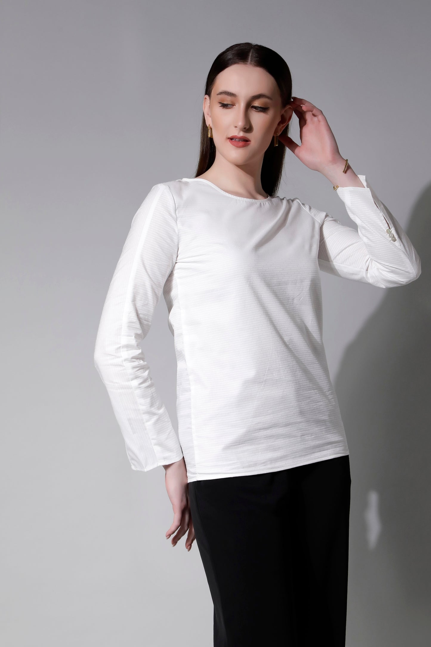 5210 JAZZLYN - Striped Cotton Boatneck Top