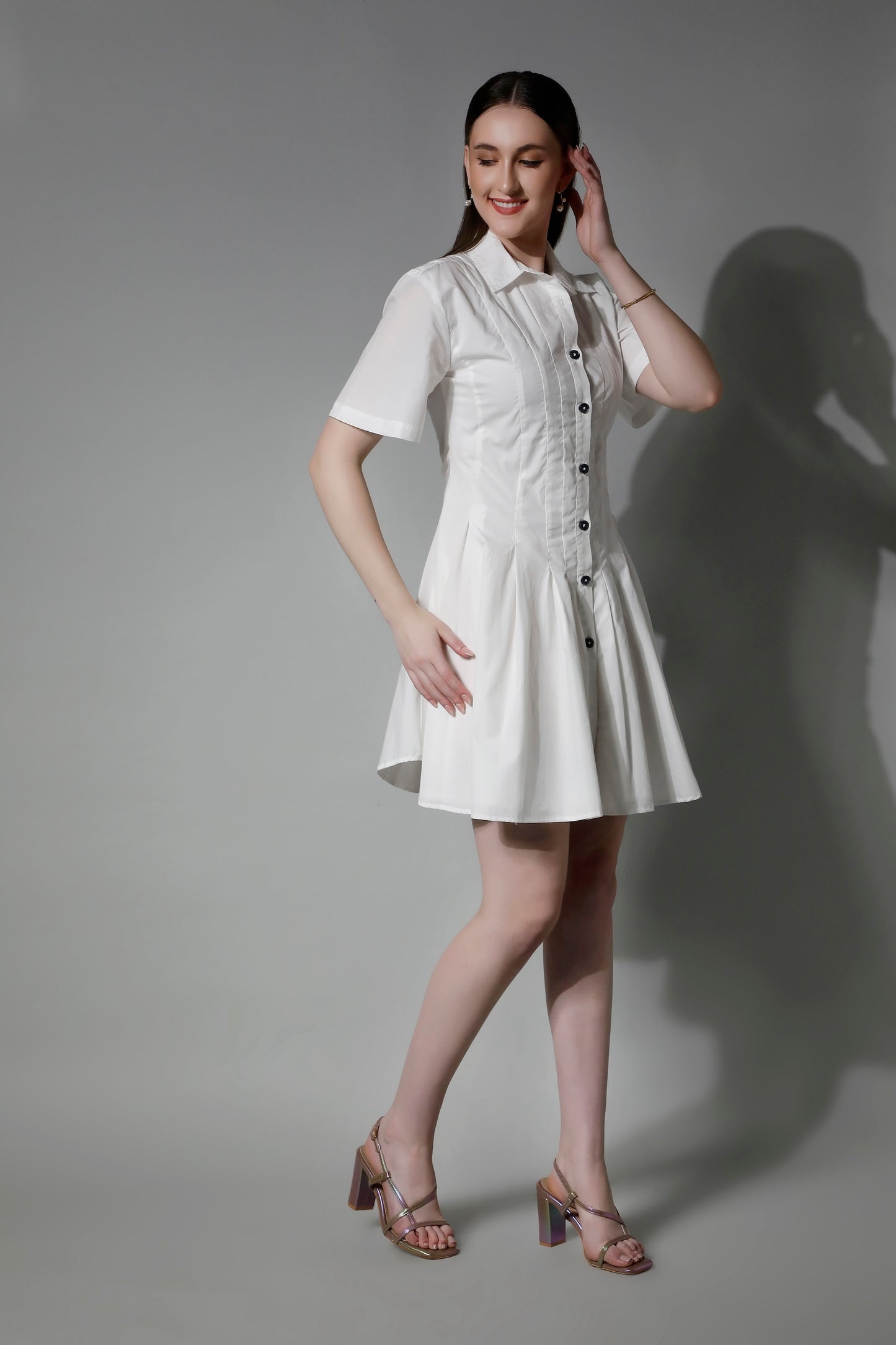 Fashion by SHAEWE Luxury Cotton Midi Dress Women with Lining 5510 PANAKEIA