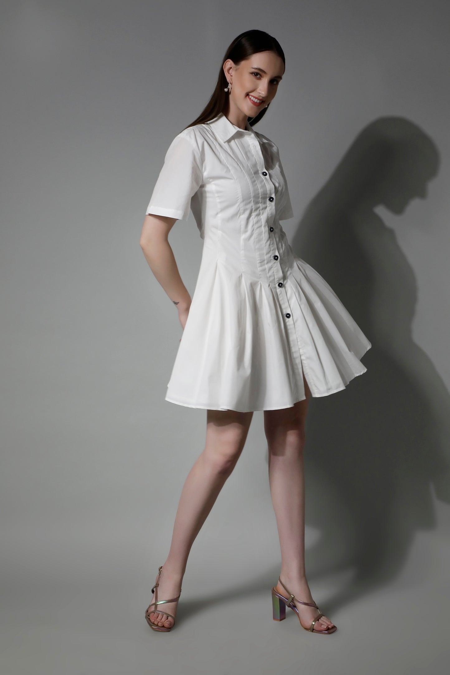 Fashion by SHAEWE Luxury Cotton Midi Dress Women with Lining 5510 PANAKEIA