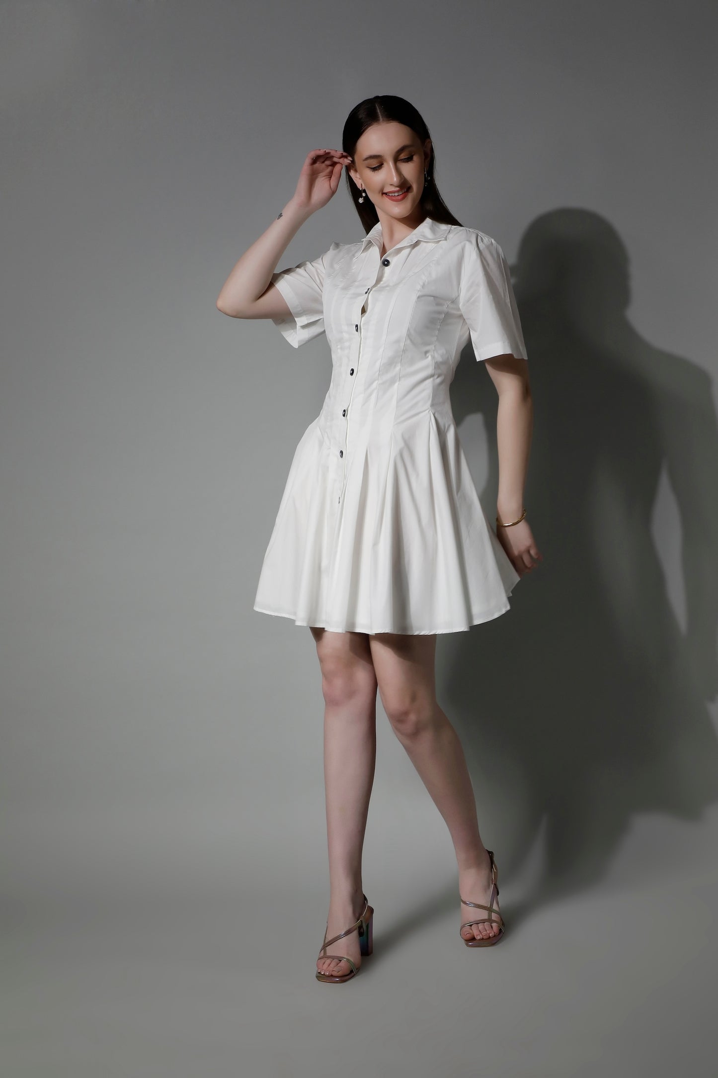 Fashion by SHAEWE Luxury Cotton Midi Dress Women with Lining 5510 PANAKEIA
