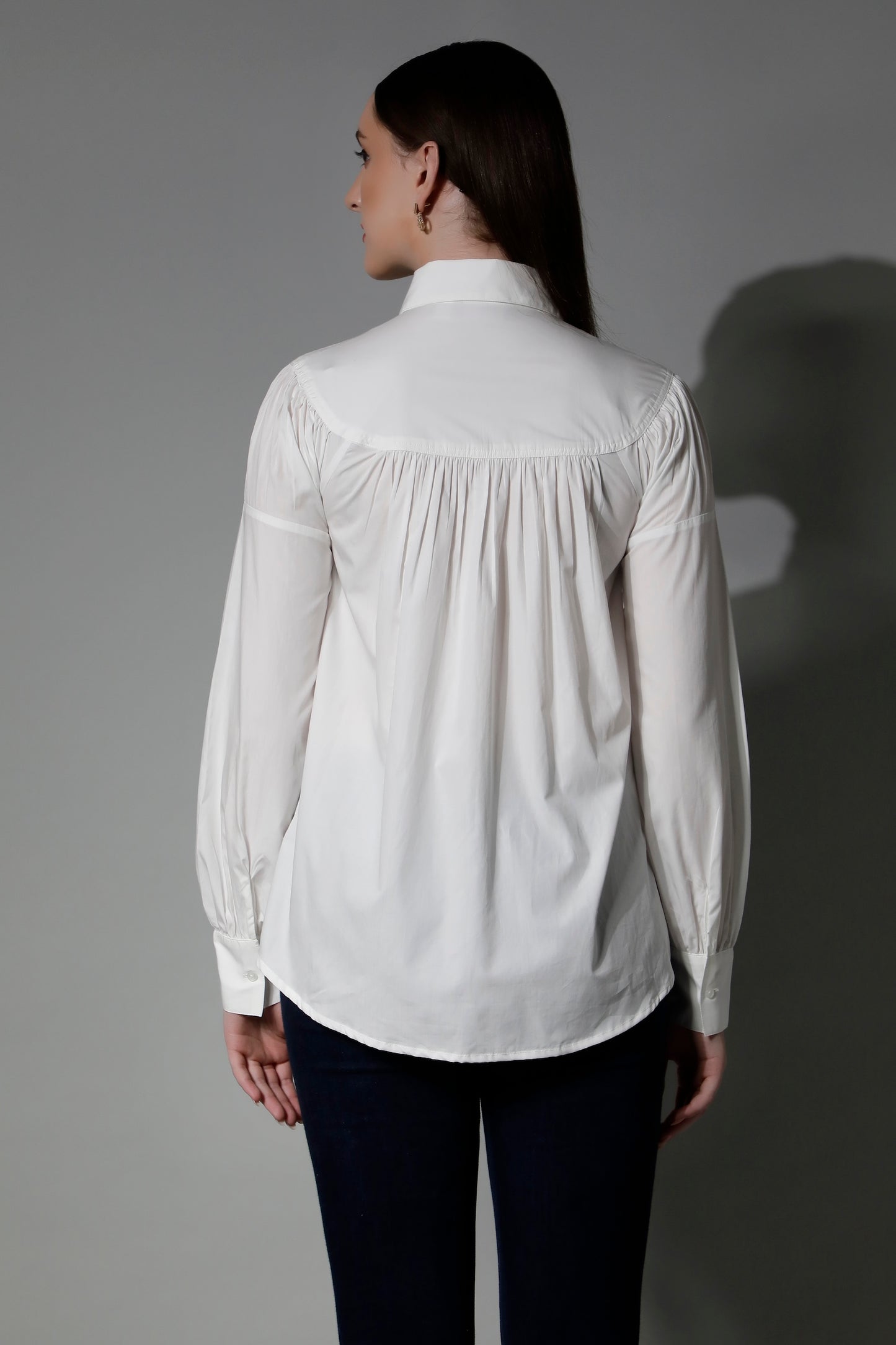 Women White Formal Loose Fit Shirt - 5314 PERSEPHONE - by SHAEWE