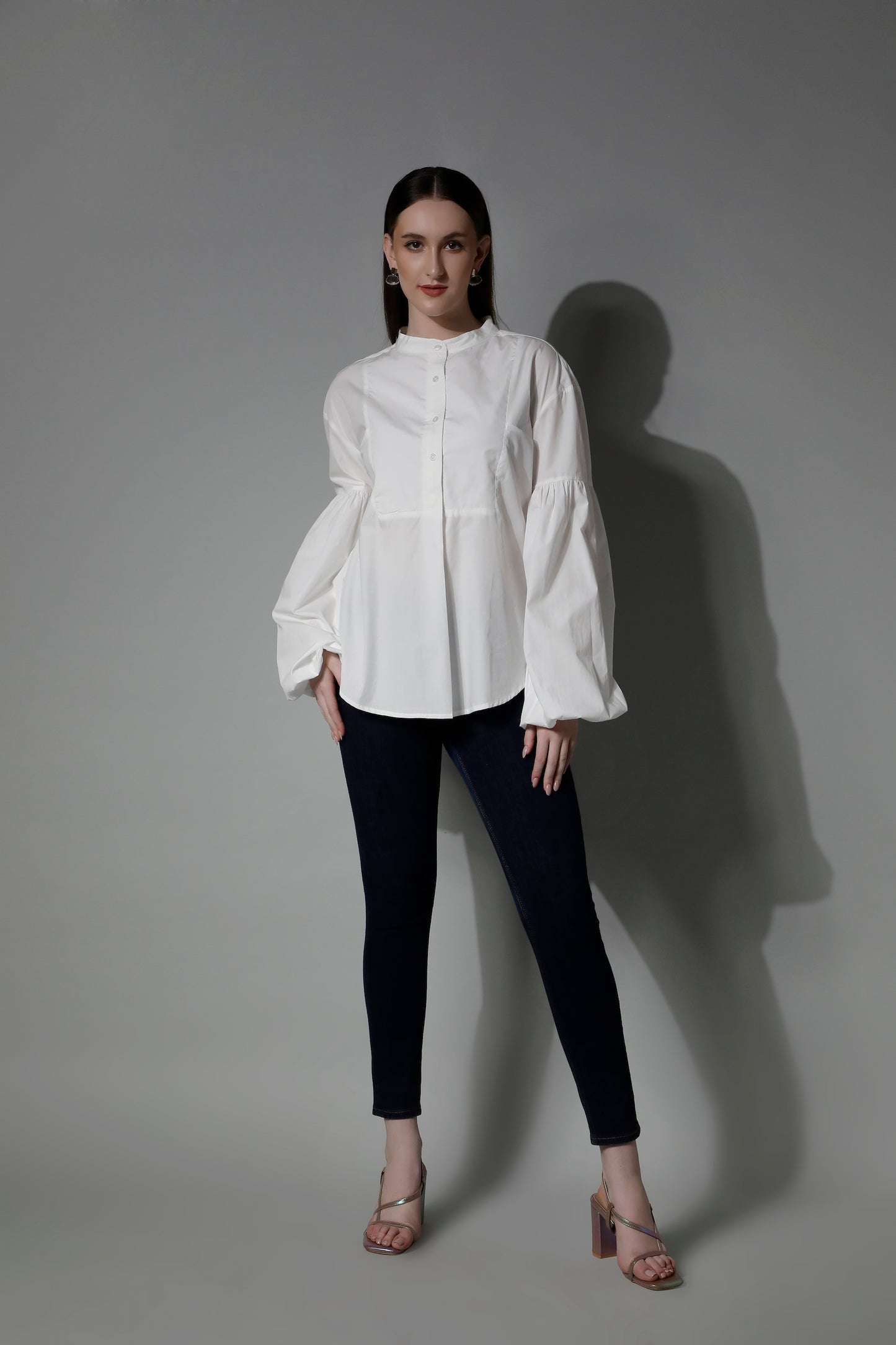 Women Long White Shirt 5650 ARADIA by SHAEWE