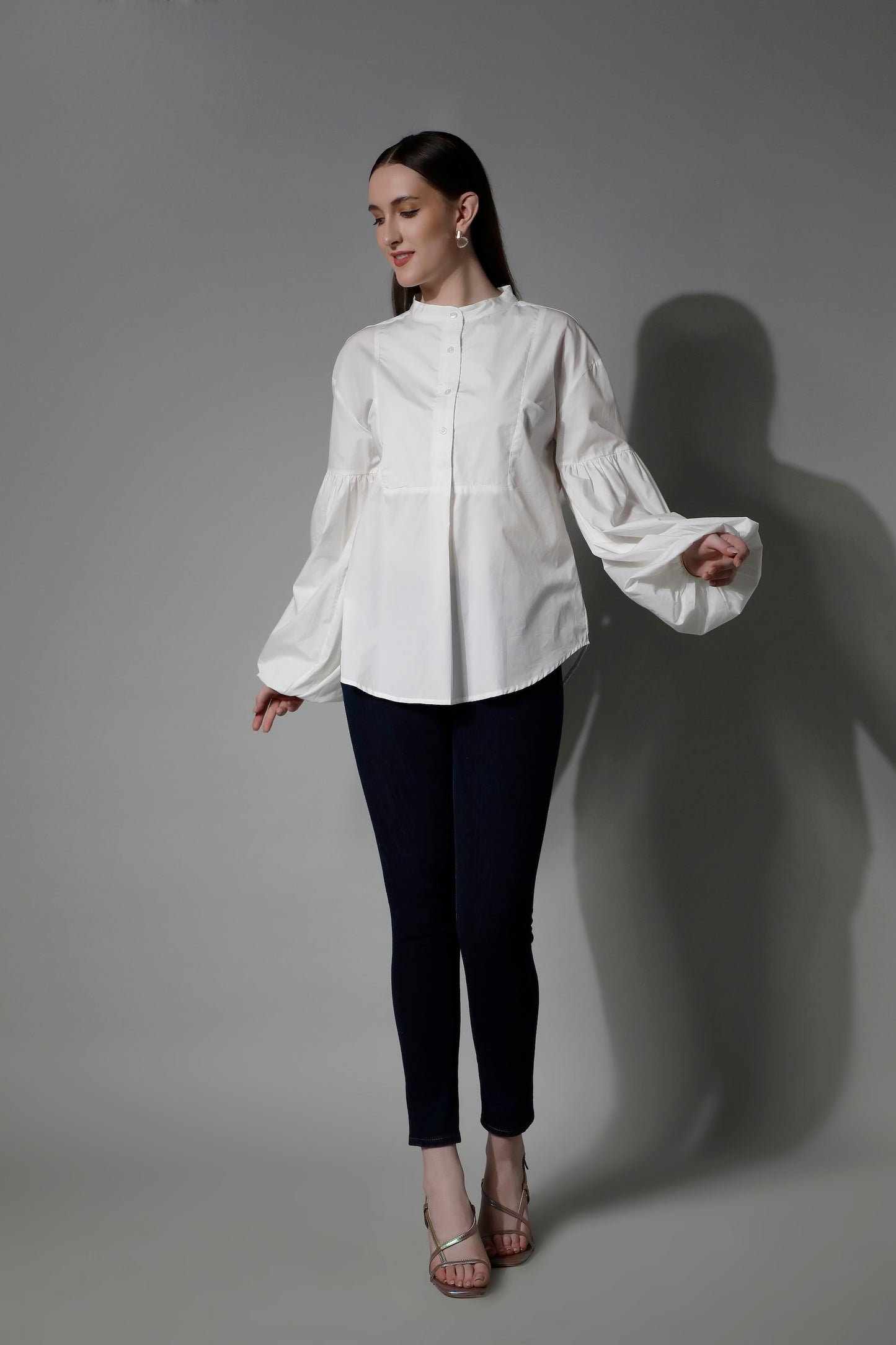 Women Long White Shirt 5650 ARADIA by SHAEWE