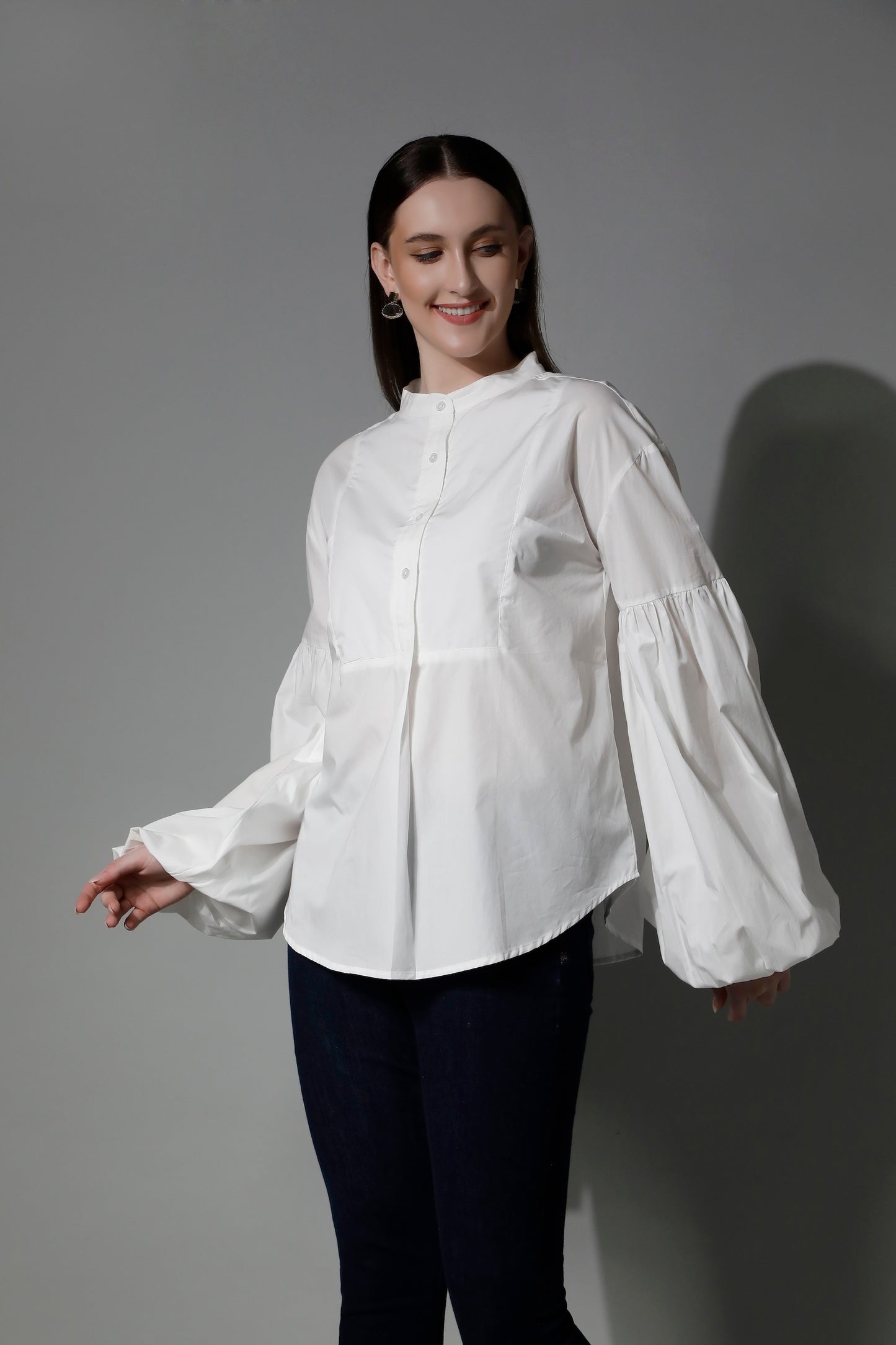 Women Long White Shirt 5650 ARADIA by SHAEWE