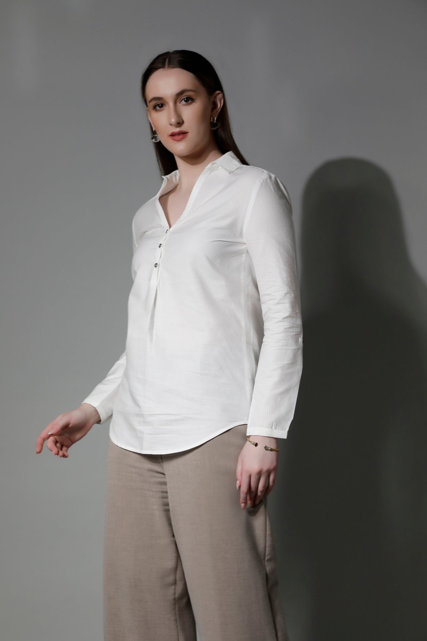 Striped Cotton Women Casual Top - 5260 LASO - by SHAEWE