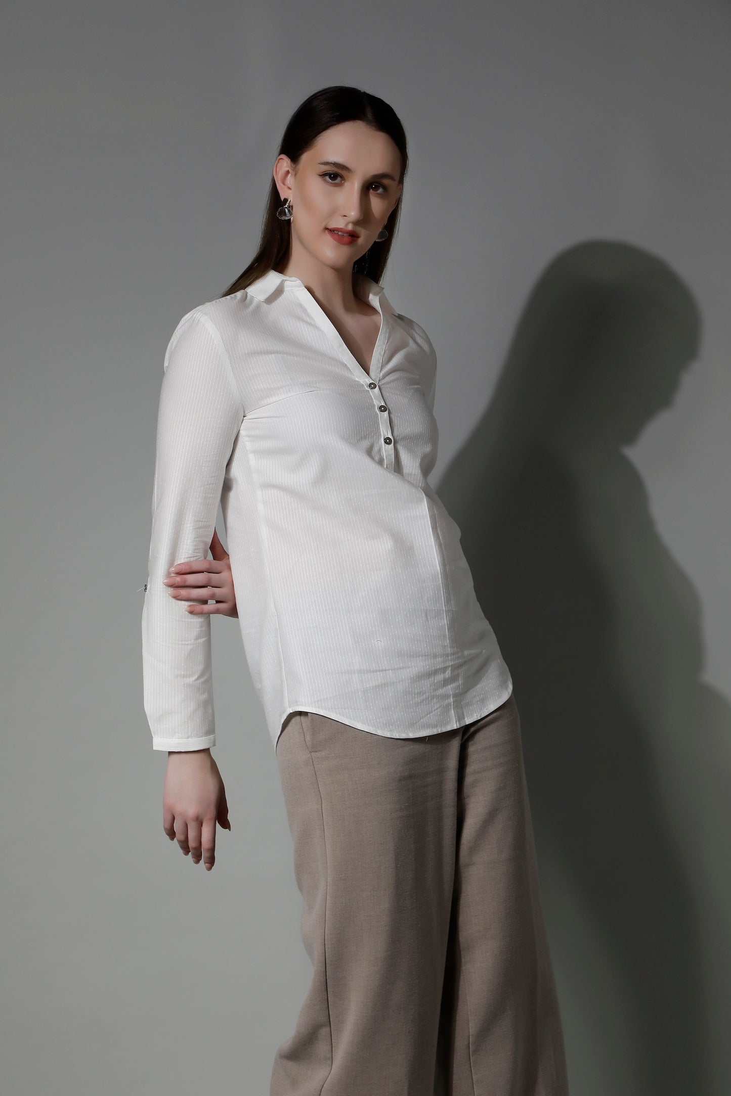 Striped Cotton Women Casual Top - 5260 LASO - by SHAEWE