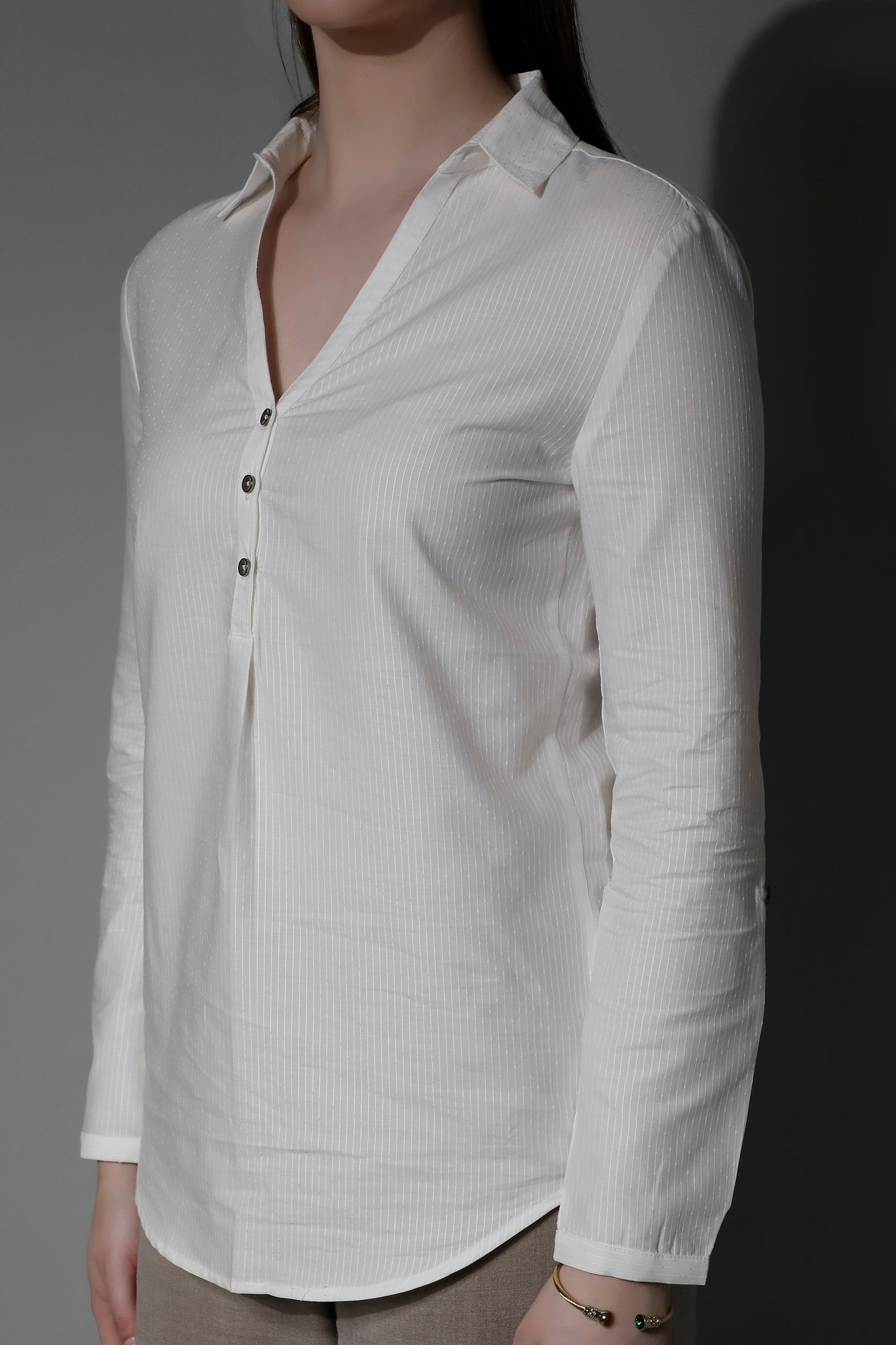 Striped Cotton Women Casual Top - 5260 LASO - by SHAEWE