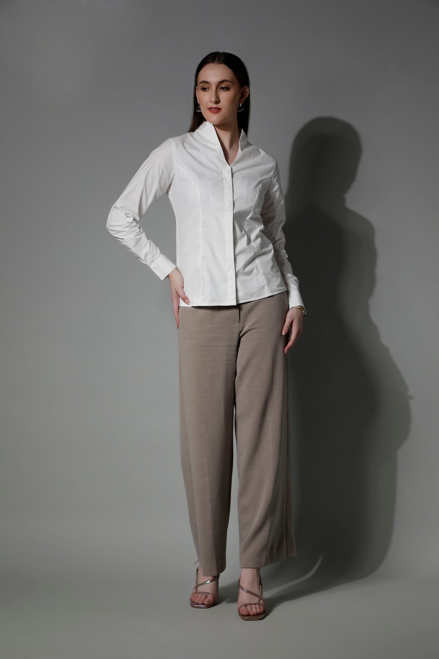 Textured Rise Collar Women Shirt - 5354 LATONA - by SHAEWE