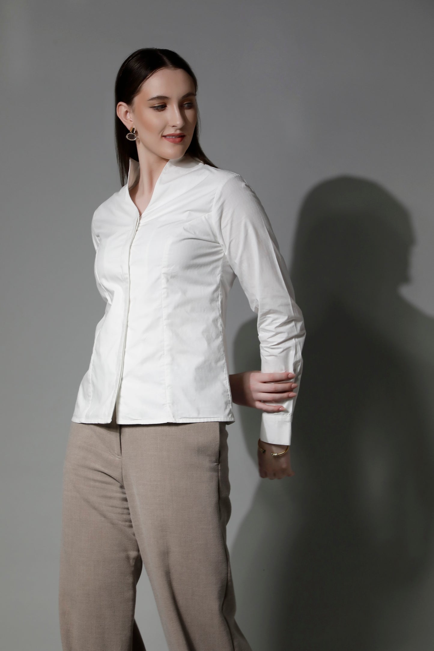 Textured Rise Collar Women Shirt - 5354 LATONA - by SHAEWE