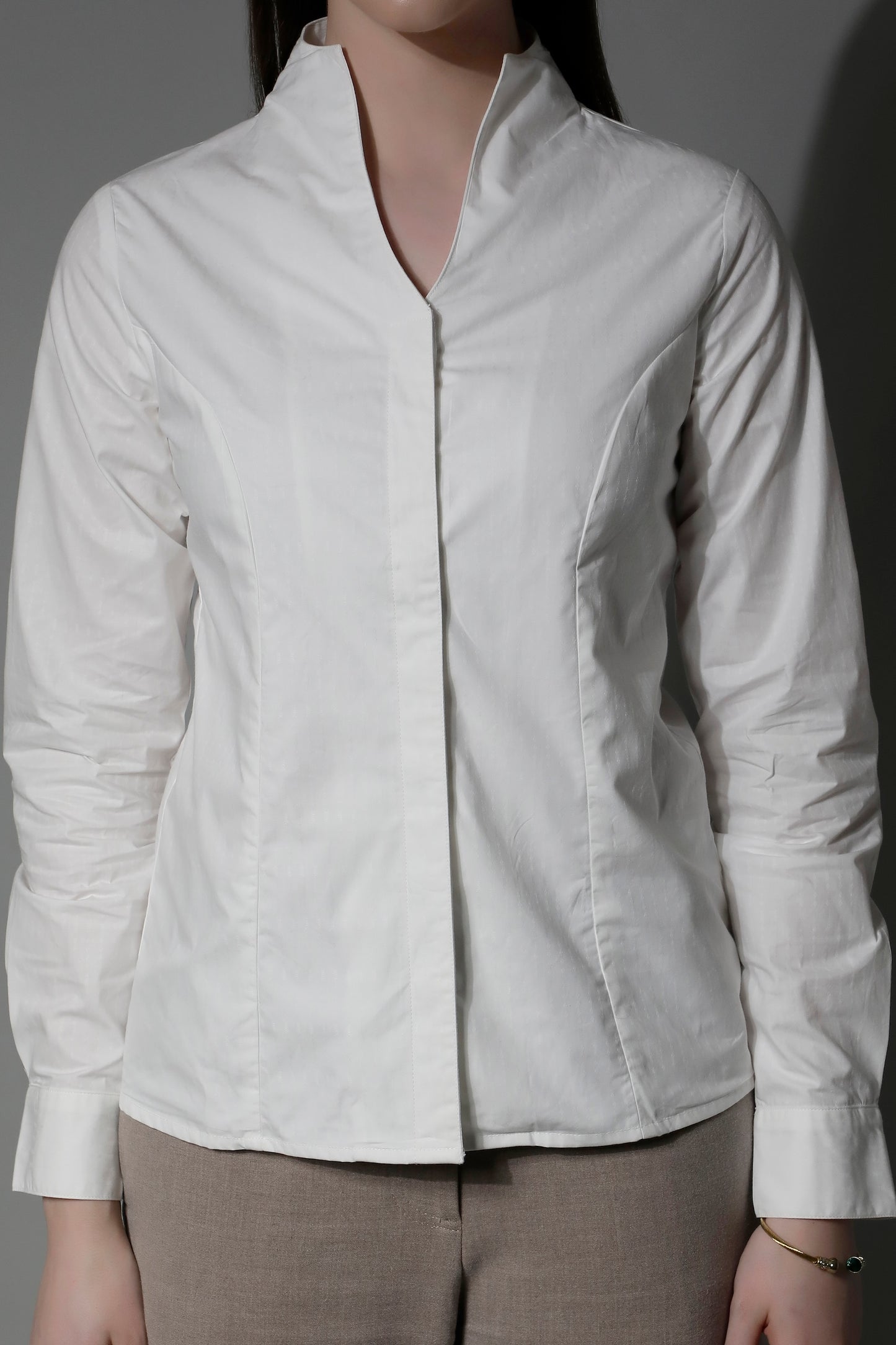 Textured Rise Collar Women Shirt - 5354 LATONA - by SHAEWE