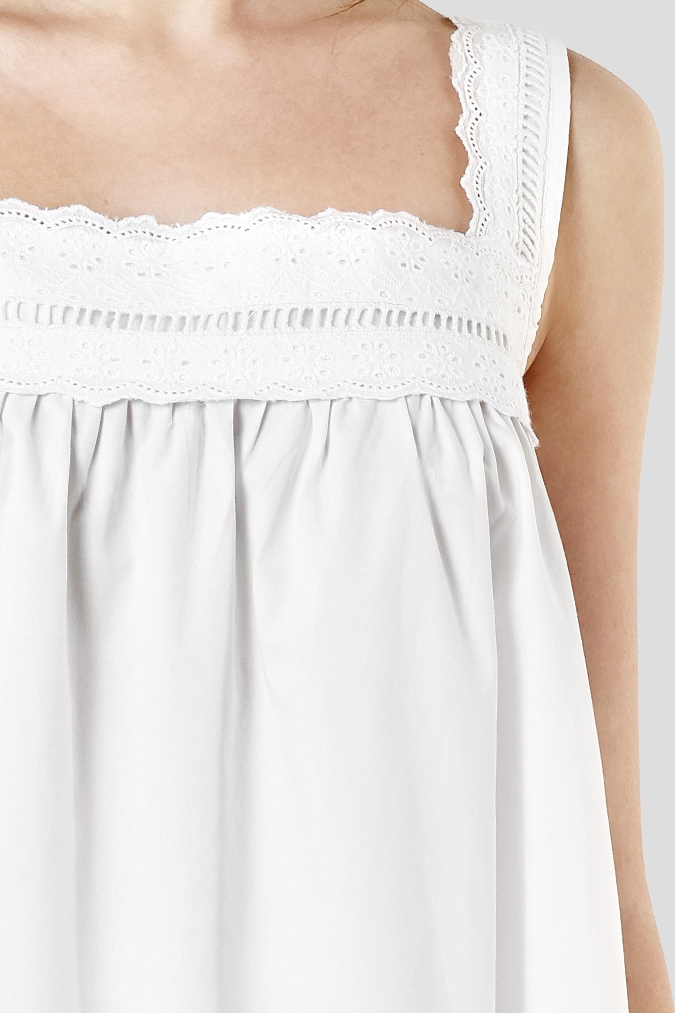 SHAEWE Women White Strappy Night Dress 5140 HEBE - Pure Thick Cotton Nightwear