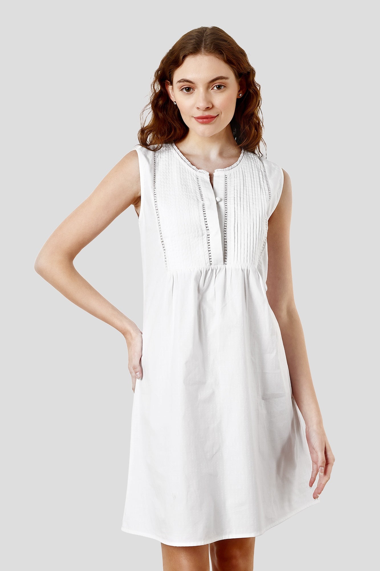 SHAEWE White Sleeveless Nightgown 5080 GAIA - White Night Dresses