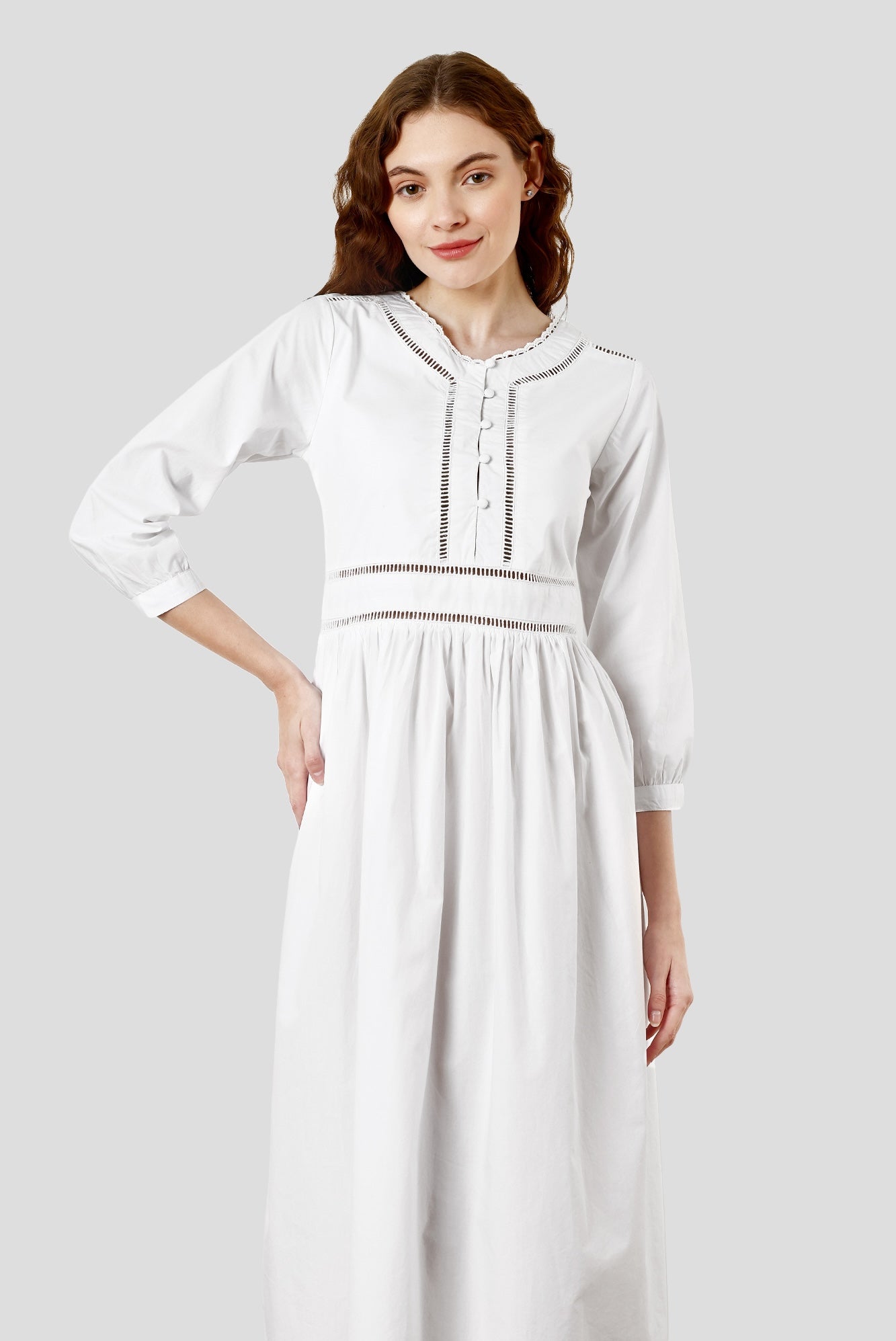 SHAEWE White Victorian Nightgown NYX - White Classic Night Dresses by SHÄËWÉ