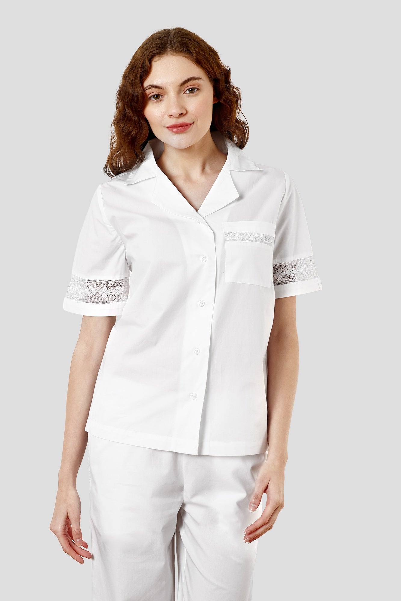 SHAEWE Luxury White Cotton Women Co-Ords 5120 LETO - Classic Nightwear