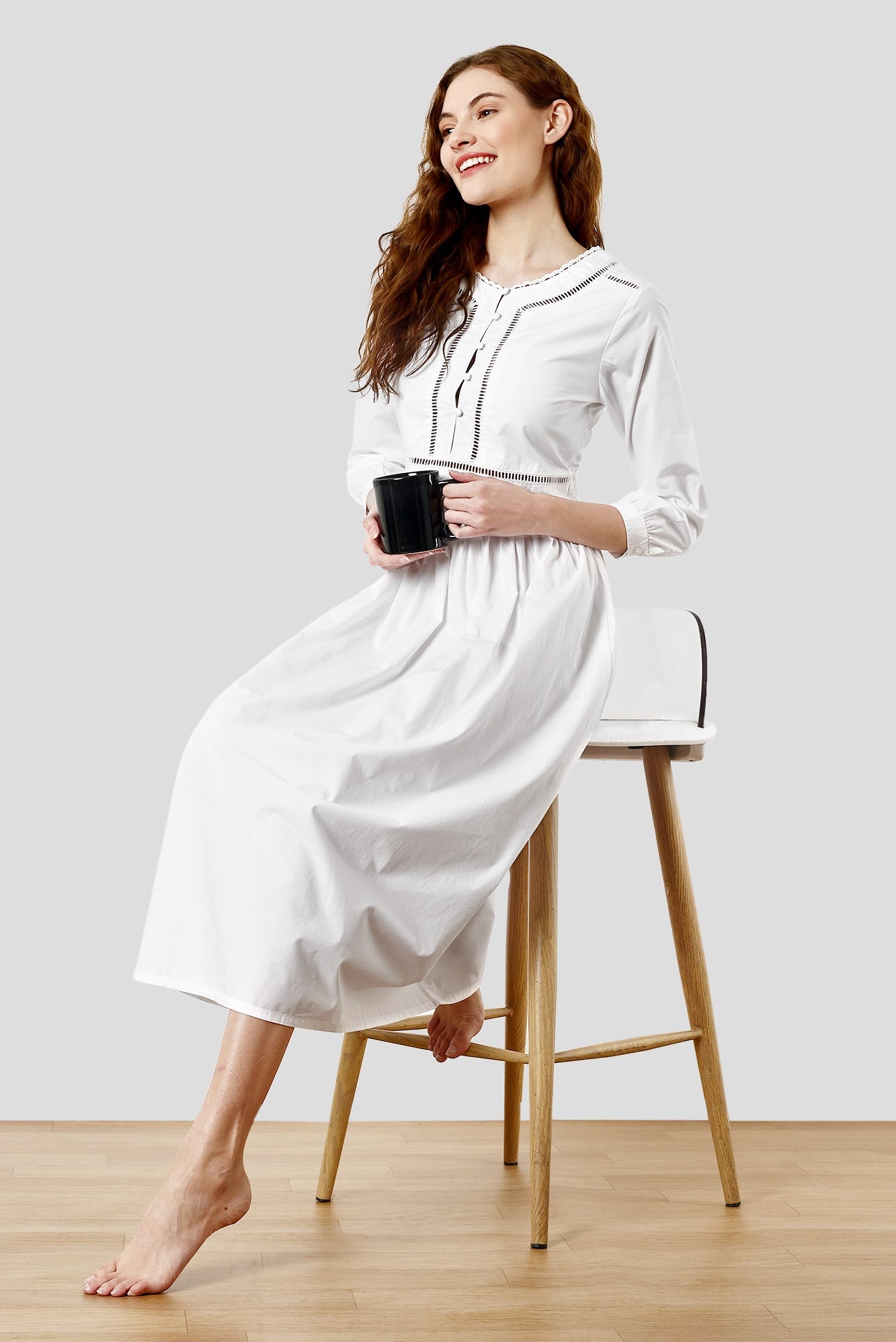 SHAEWE White Victorian Nightgown NYX - White Classic Night Dresses by SHÄËWÉ