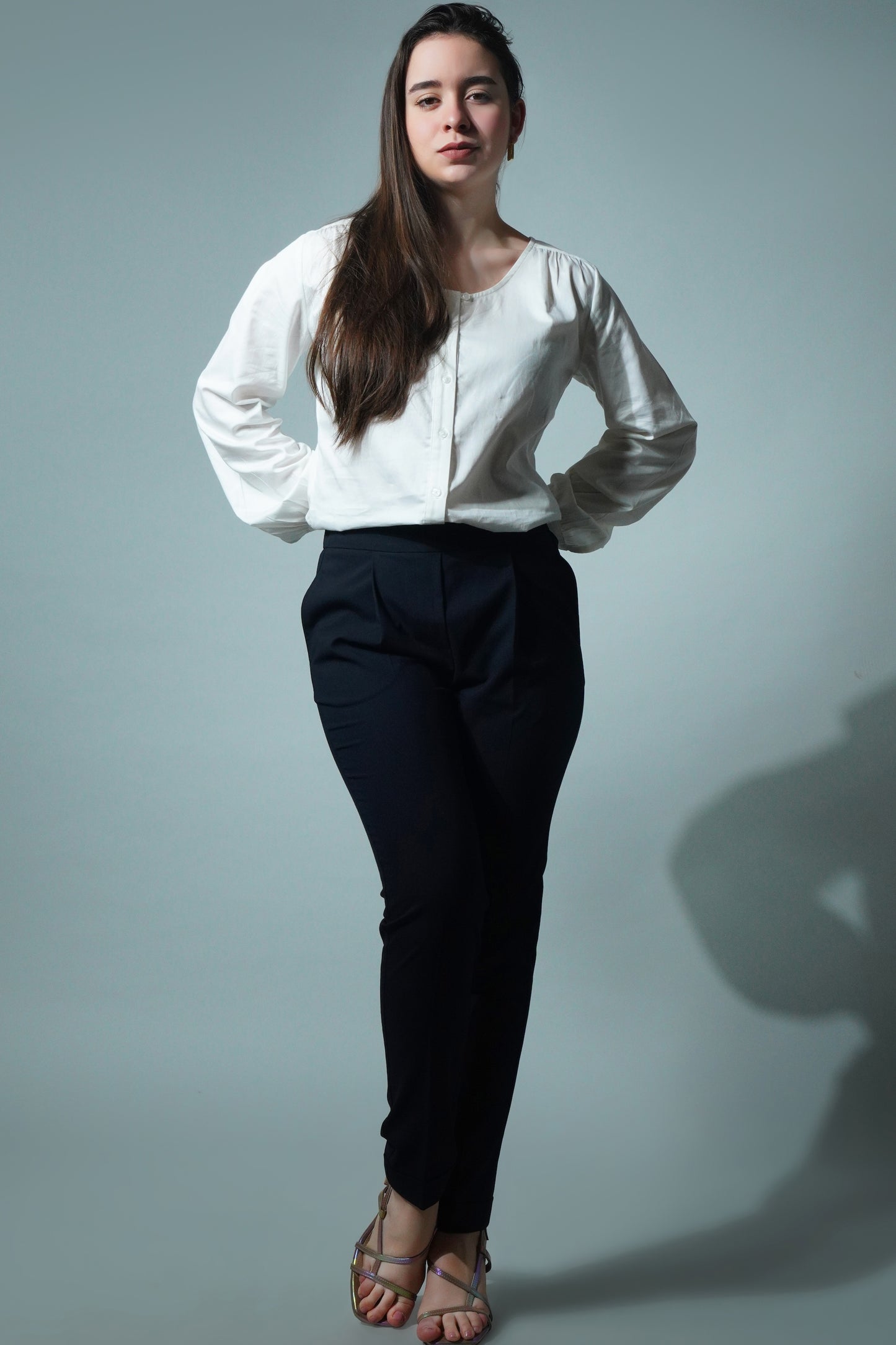 5885 - Carrot Fit Elastic Back Navy Blue Trouser