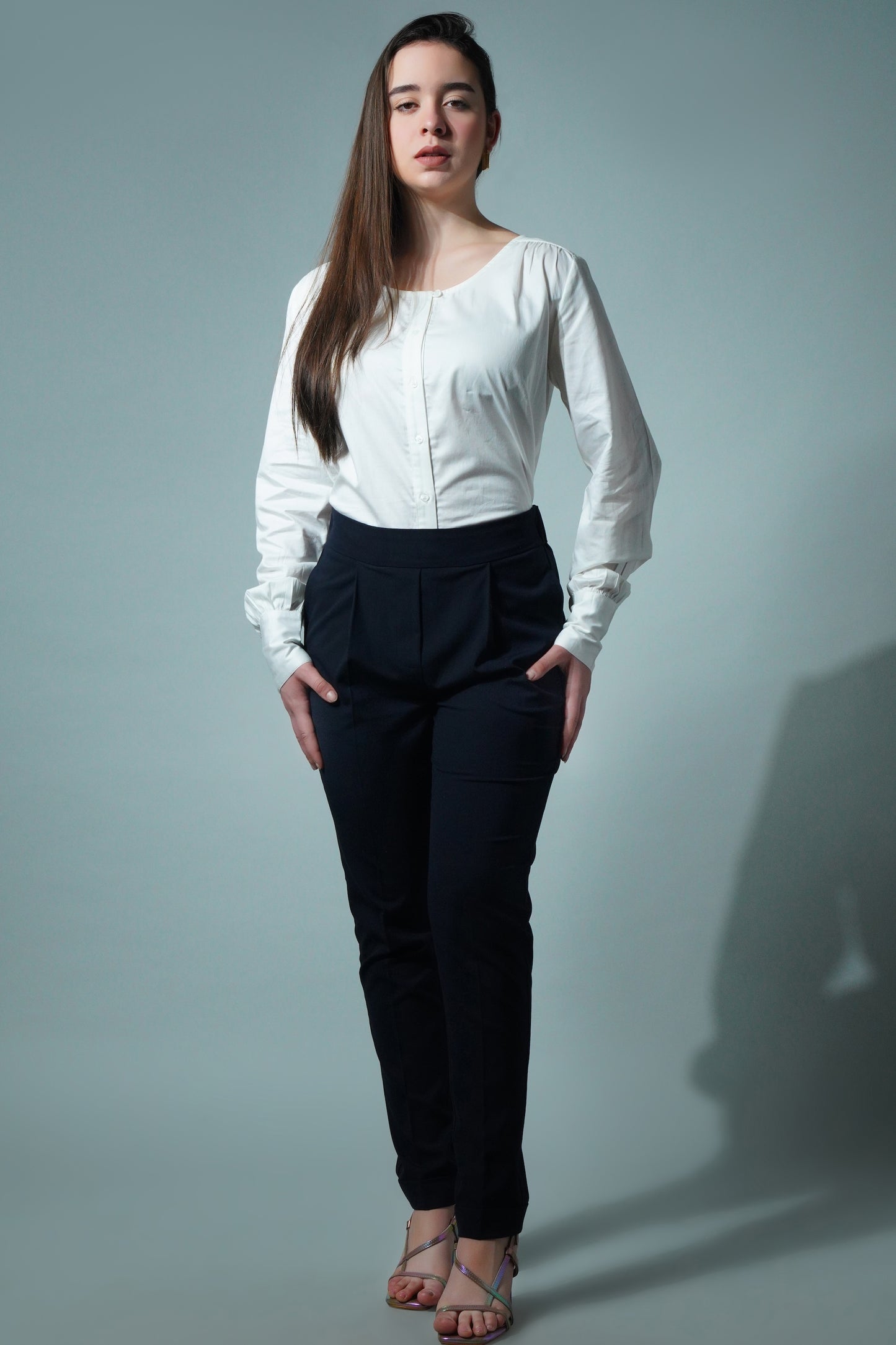 5885 - Carrot Fit Elastic Back Navy Blue Trouser