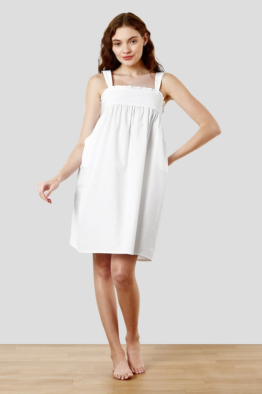 SHAEWE Women White Spaghetti Night Dress 5180 ATHENA - Timeless Nightdress