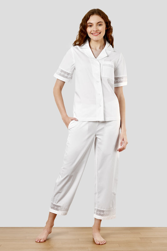 SHAEWE Luxury White Cotton Women Co-Ords 5120 LETO - Classic Nightwear 