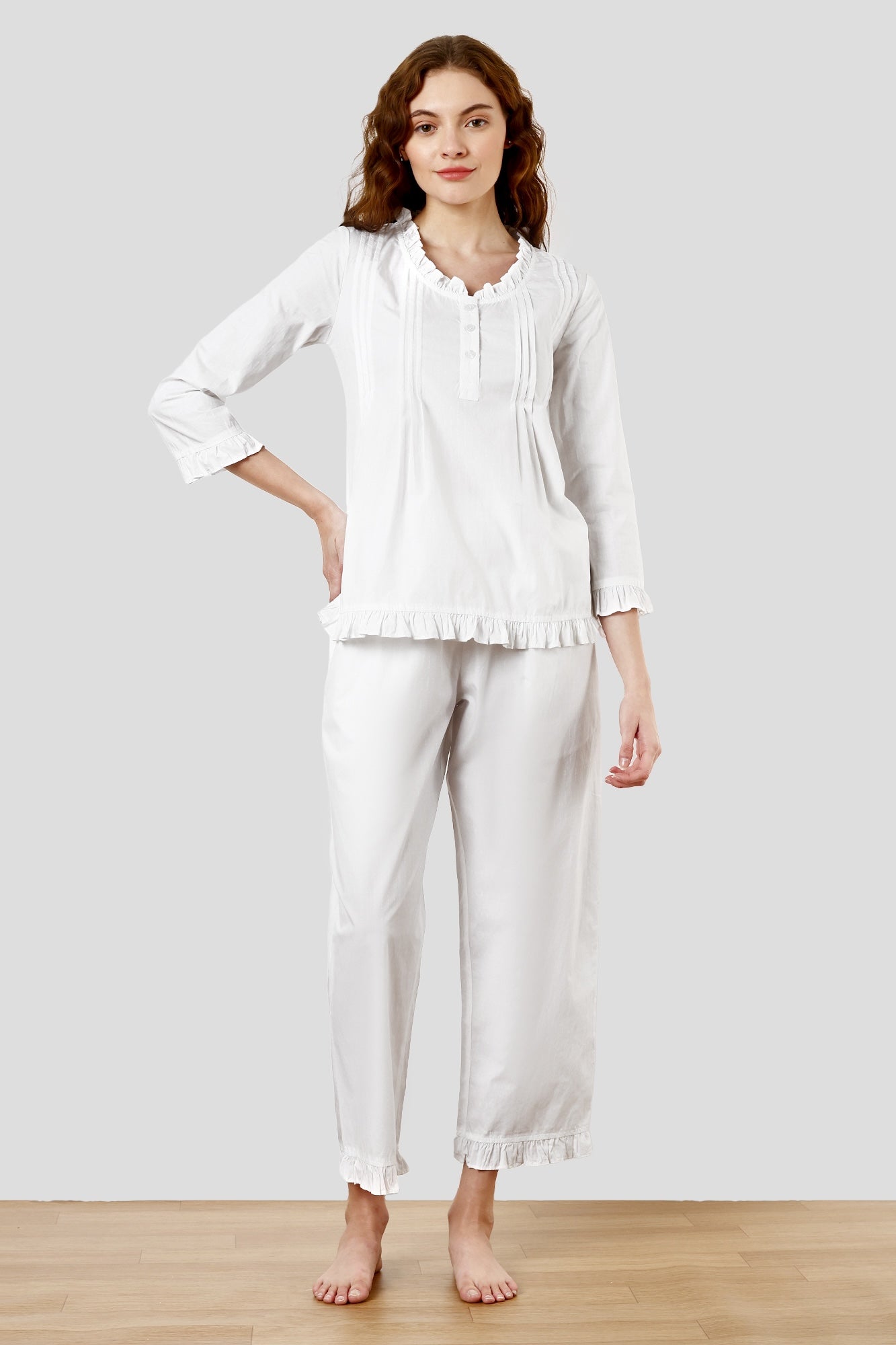 SHAEWE White Cotton Women Co-Ords Set 5170 RHEA - European Classic Nightwear 