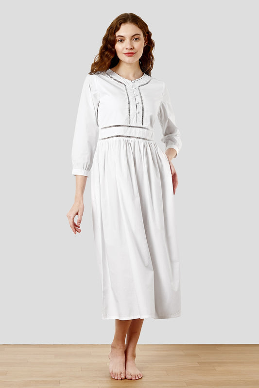 SHAEWE White Victorian Nightgown NYX - White Classic Night Dresses by SHÄËWÉ