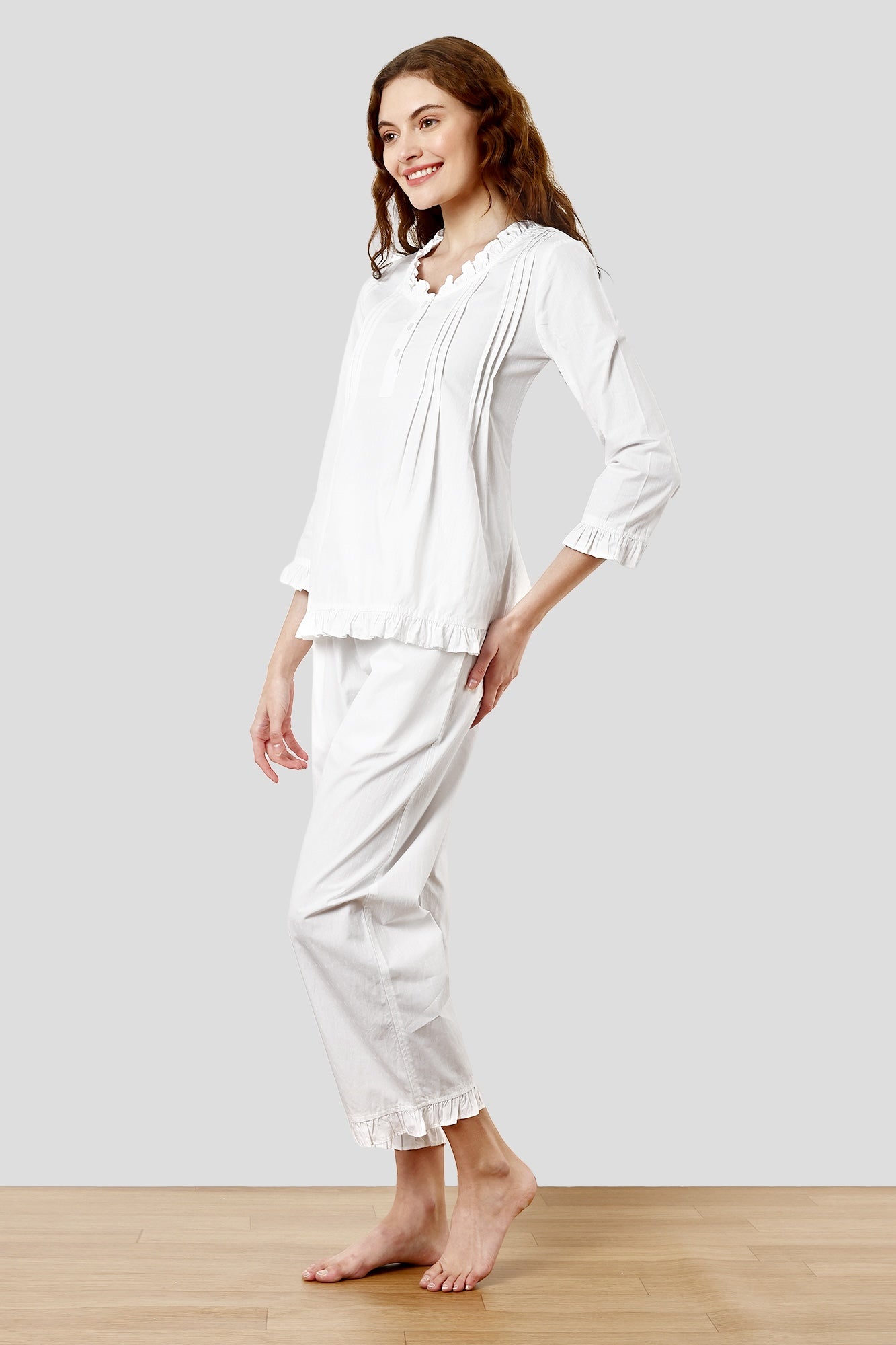 SHAEWE White Cotton Women Co-Ords Set 5170 RHEA - European Classic Nightwear 