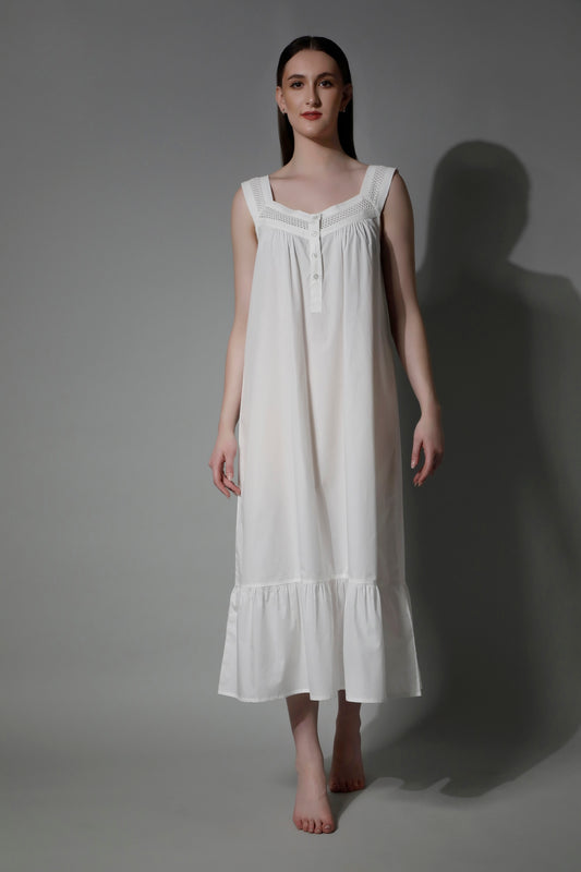 SHAEWE White Sleeveless Women Nightgown SELENE - White Night Dresses