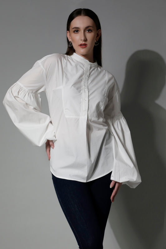 Women Long White Shirt 5650 ARADIA by SHAEWE